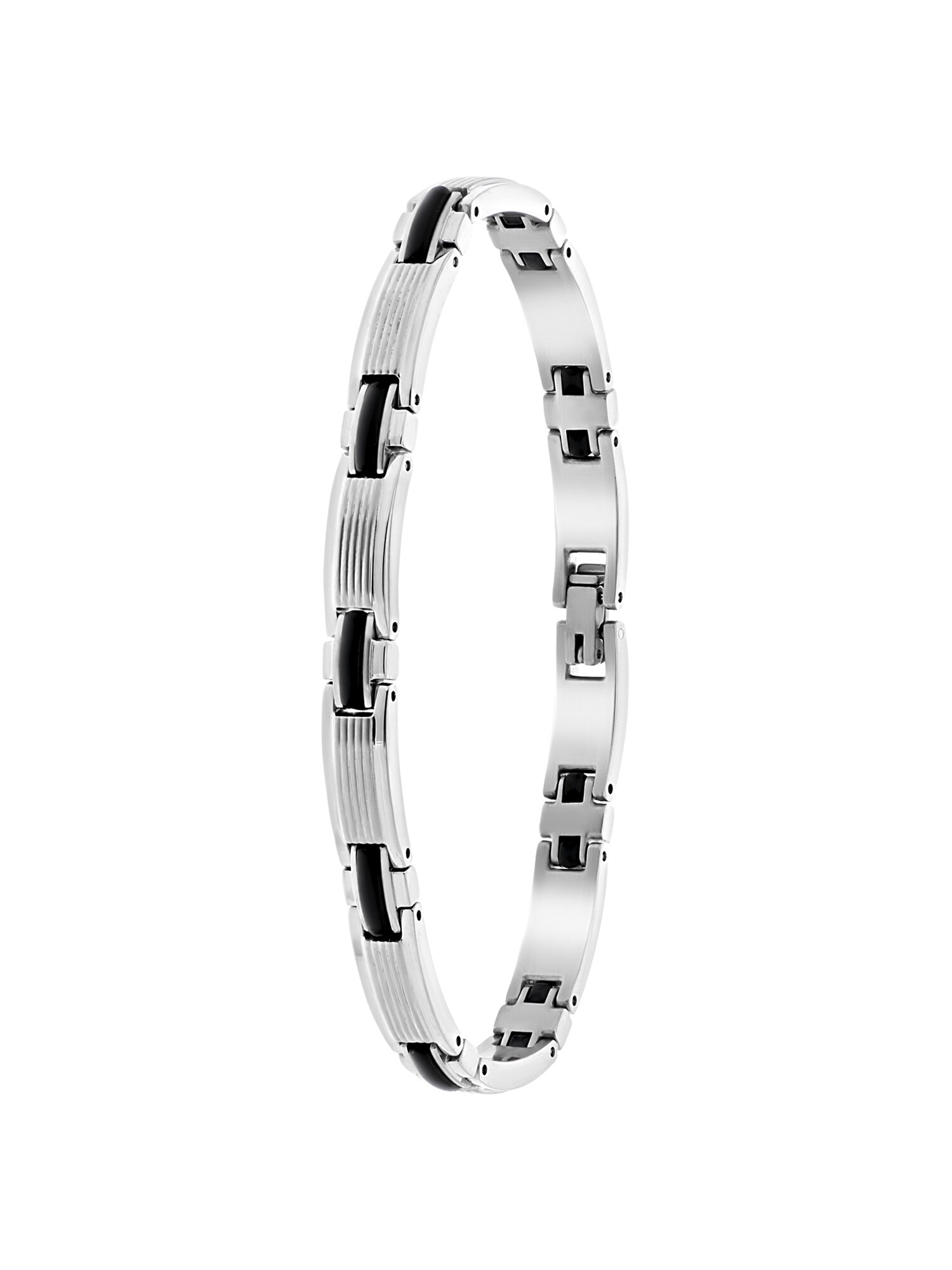 Lucardi Armband Zwart / Zilver