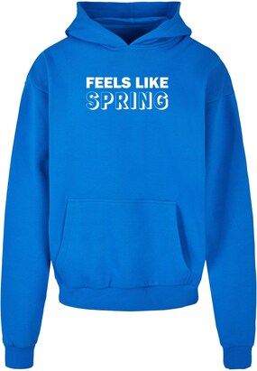 Merchcode Sweatshirt ‘Spring – Feels Like’ Kobaltblauw / Wit