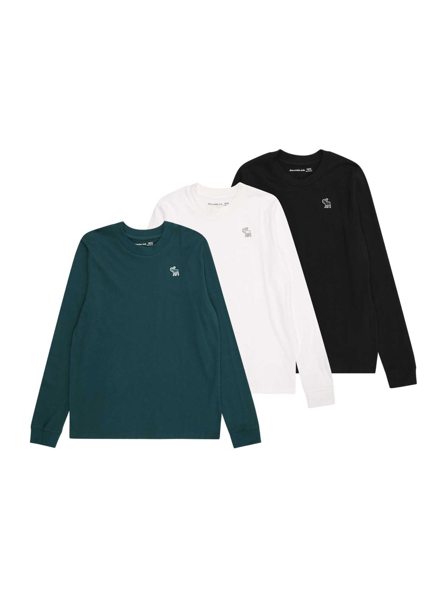Abercrombie & Fitch Tricou  verde smarald / negru / alb