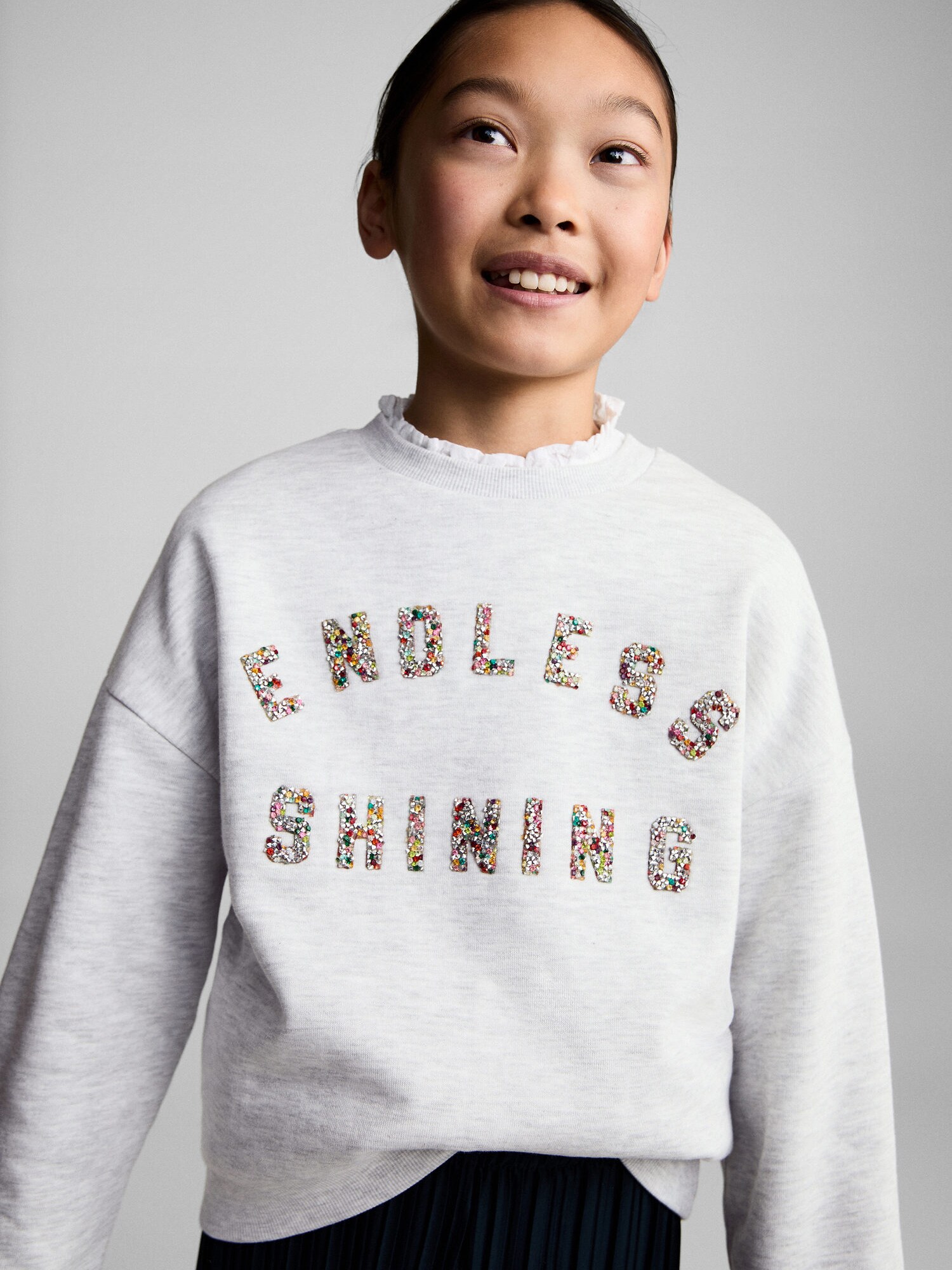 MANGO KIDS Tréning póló 'ENDLESS'  világosszürke / fehér termék 2. képe