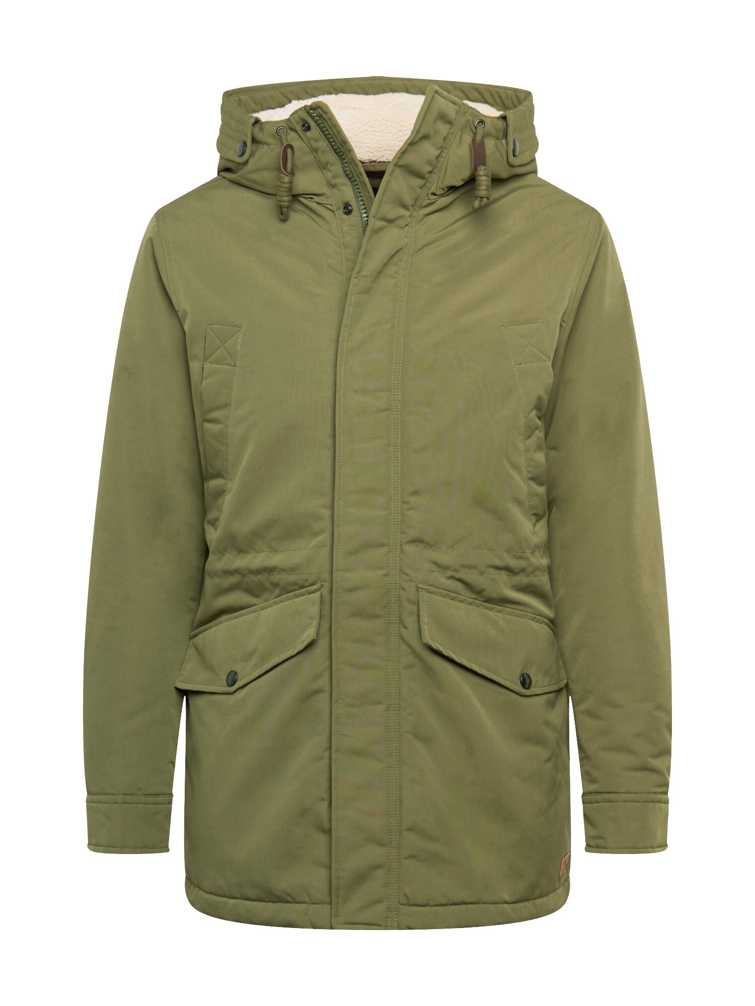 JACK & JONES Ilga žieminė striukė  alyvuogių spalva