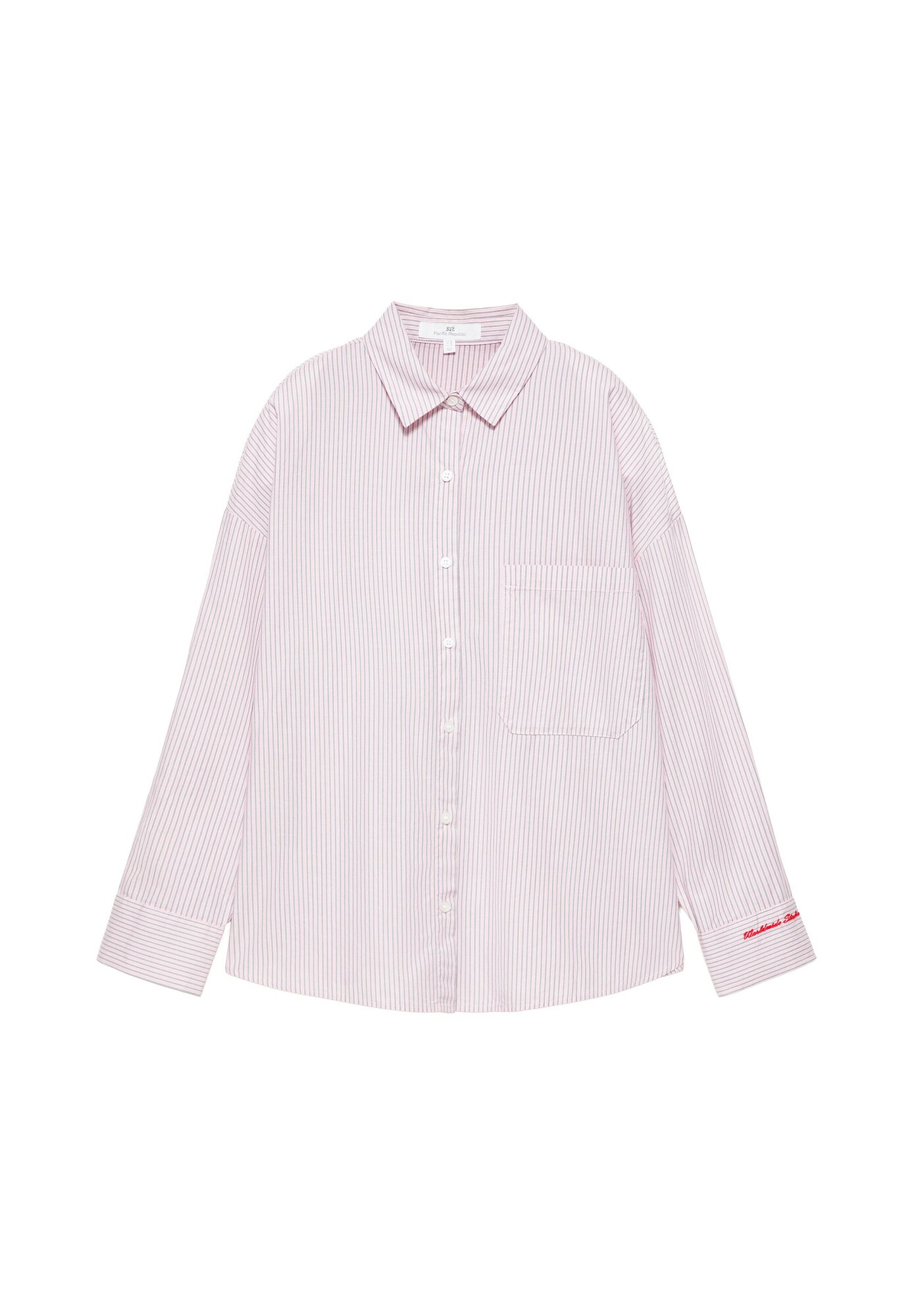 Pull&Bear Bluză PACIFIC gri închis / roz / alb