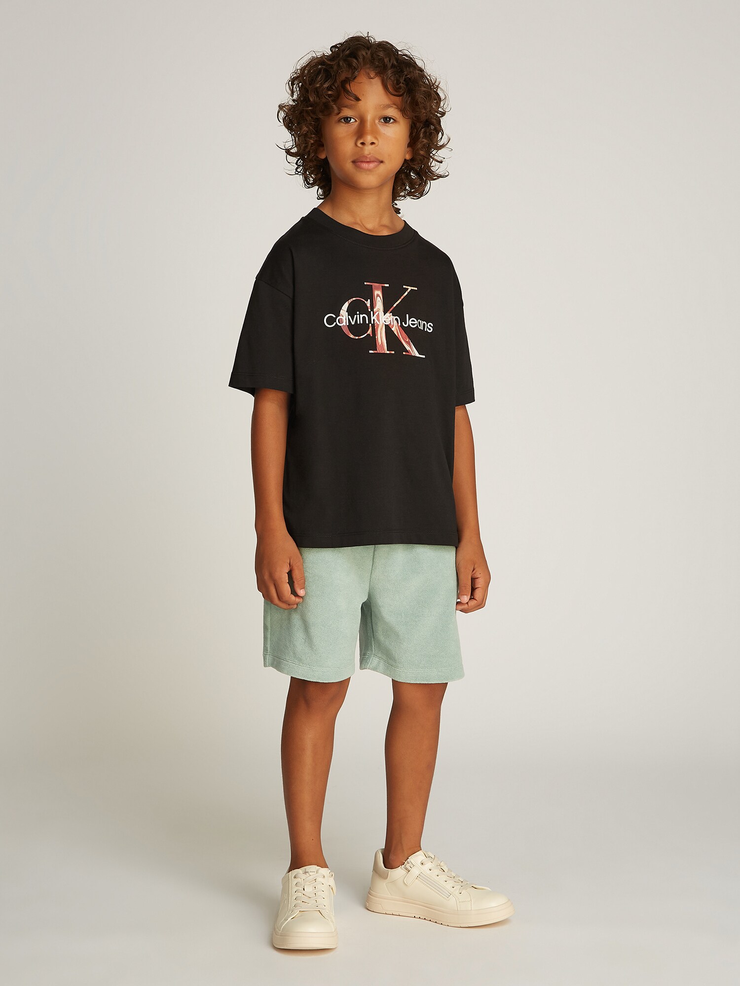 Calvin Klein Jeans Póló 'OCEAN SWIRL'  világos narancs / rikító piros / fekete / fehér termék 2. képe