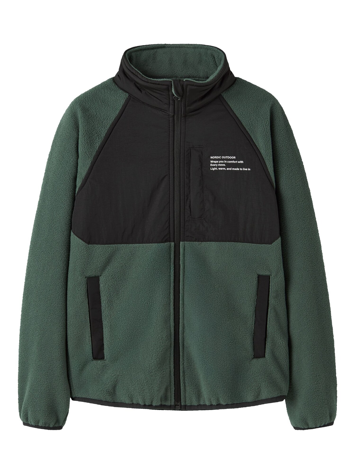 NAME IT Jachetă  fleece NKNMYLES verde pin / negru