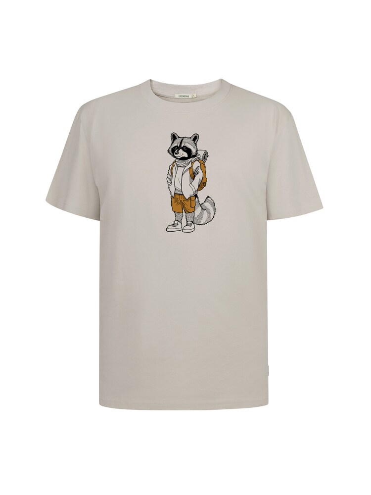 GREENBOMB T-Shirt 'Animal Raccoon Hike' Herren Größe XL dunkelgelb / schwarz / weiß