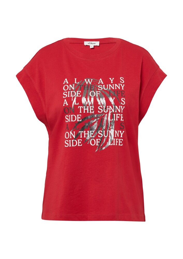 s.Oliver T-Shirt Damen Größe S dunkelgrau / rot / silber / weiß