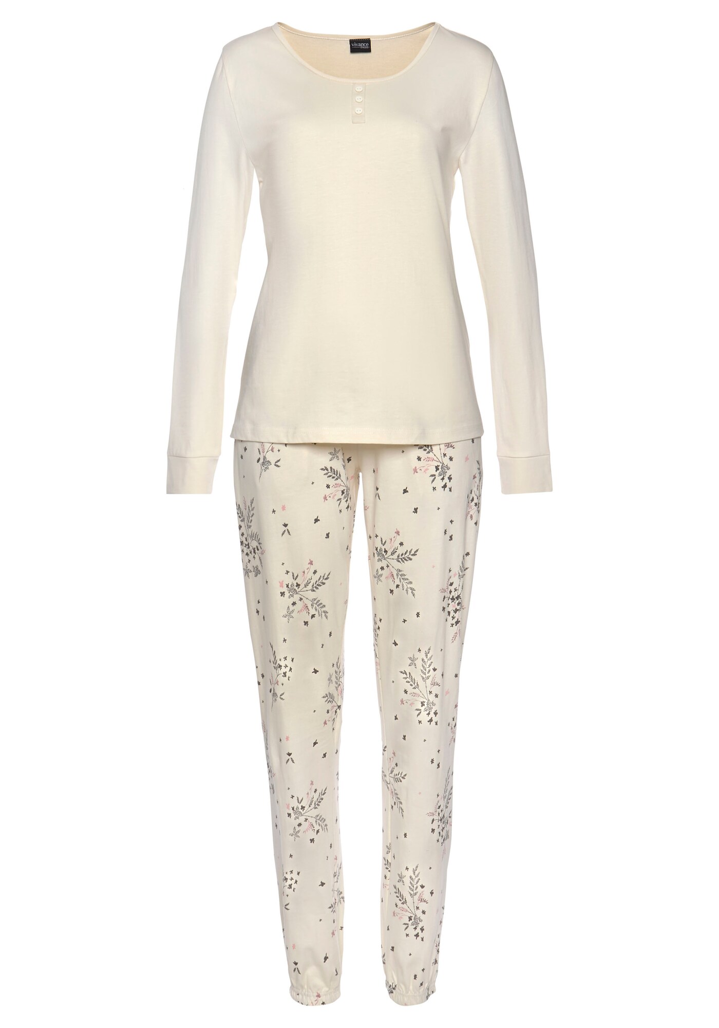 VIVANCE Pijama  bej / roz / negru