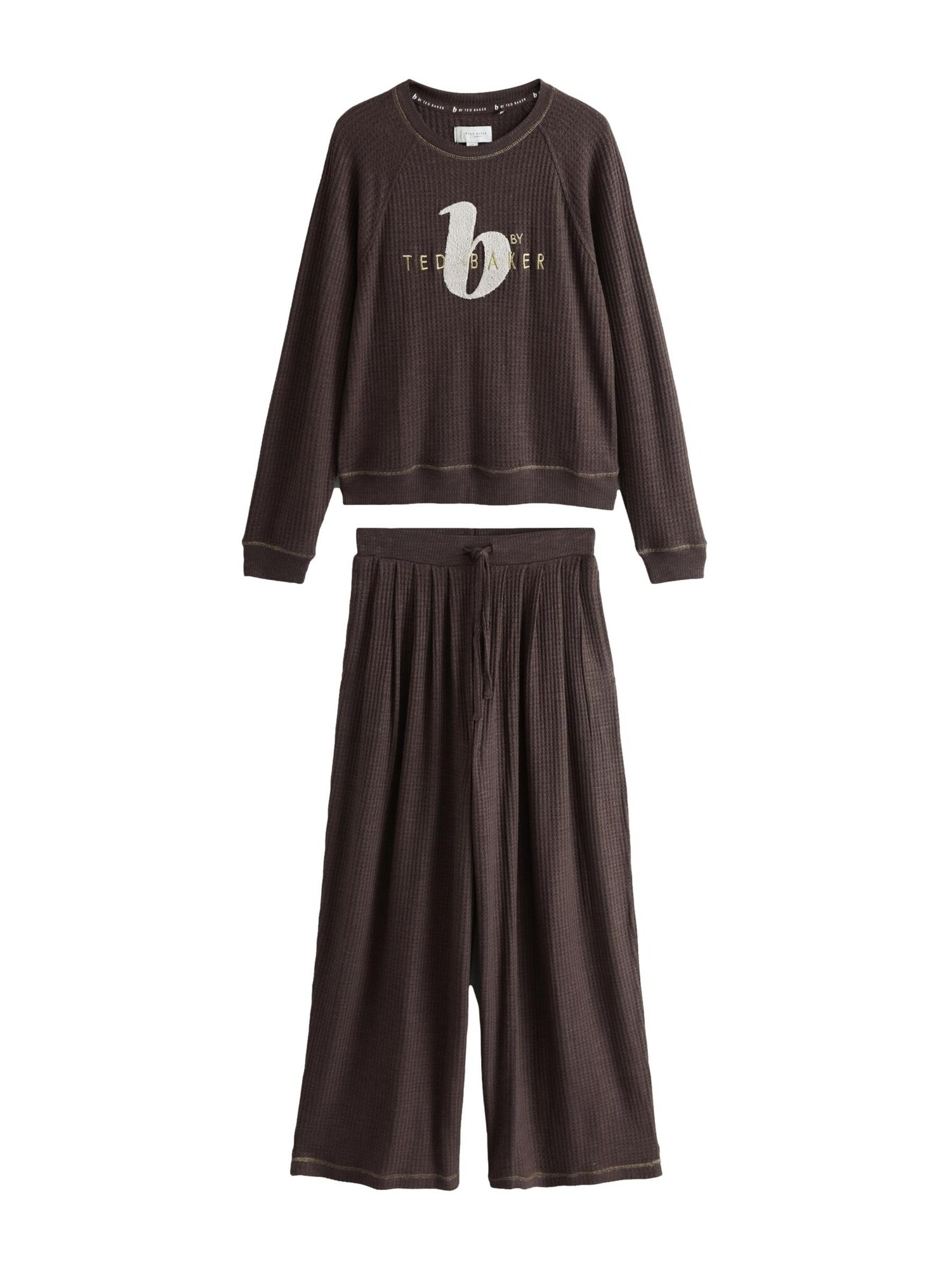 B by Ted Baker Pijama  alb kitt / ciocolatiu / galben auriu