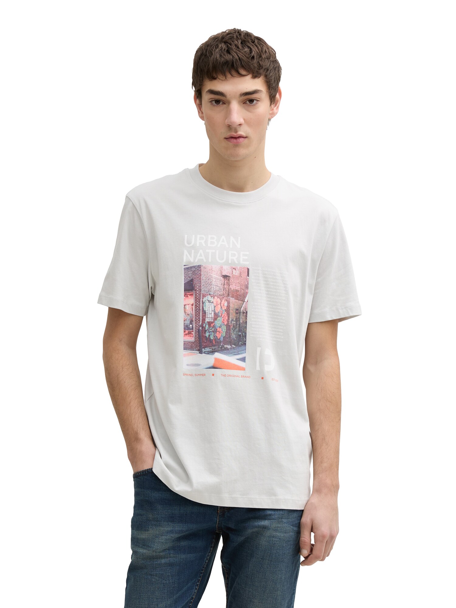 TOM TAILOR DENIM Póló  kék / világosszürke / pitaja / fehér termék 2. képe