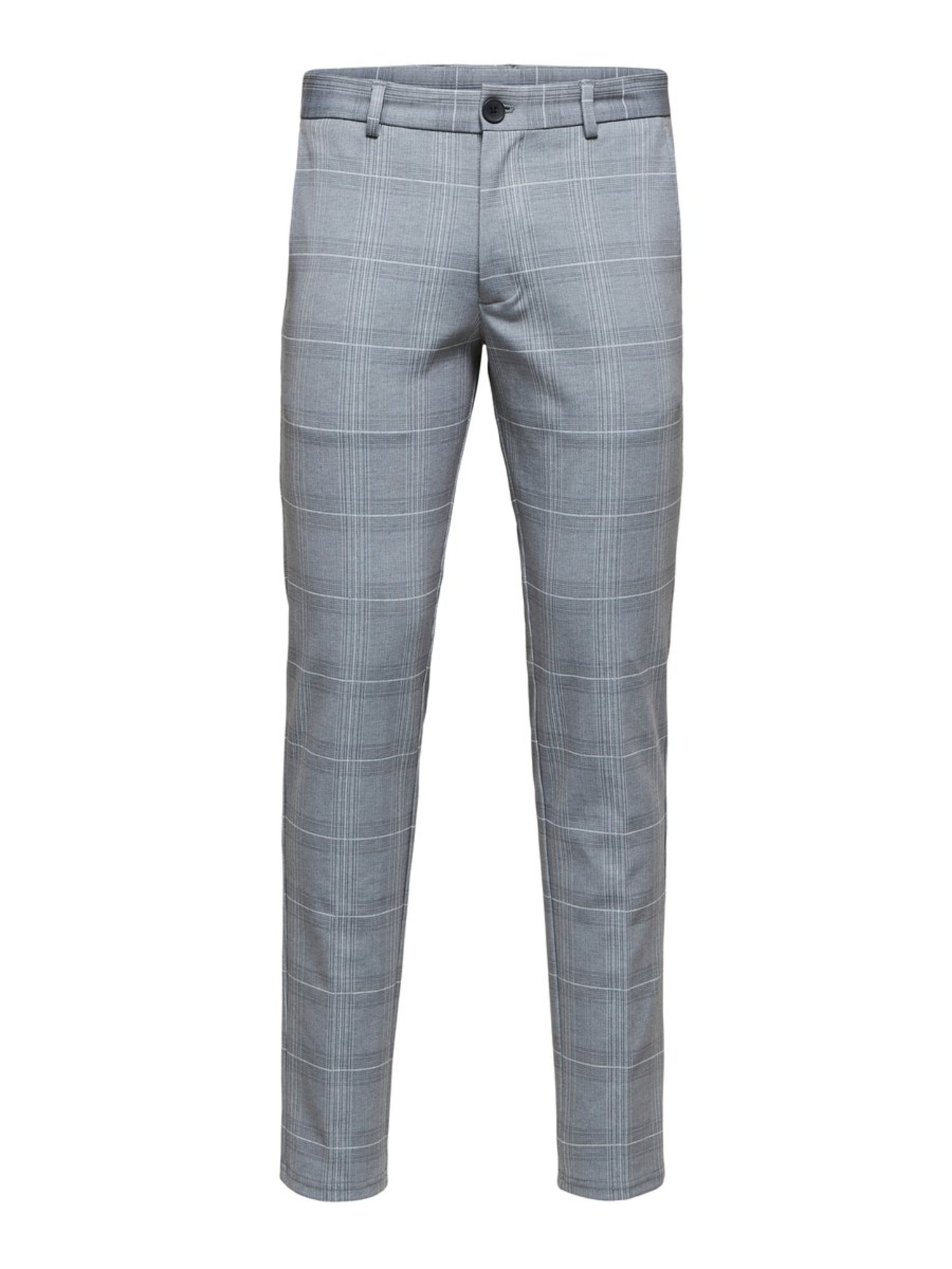 SELECTED HOMME Chino stiliaus kelnės 'AIDEN'  pilka / balta / tamsiai pilka