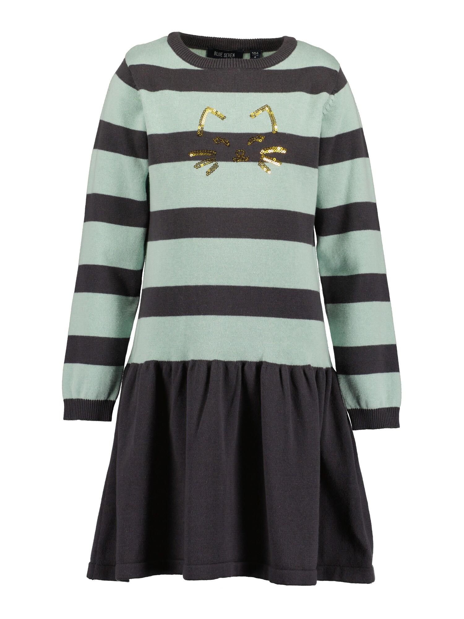 BLUE SEVEN Rochie auriu / gri metalic / verde pastel