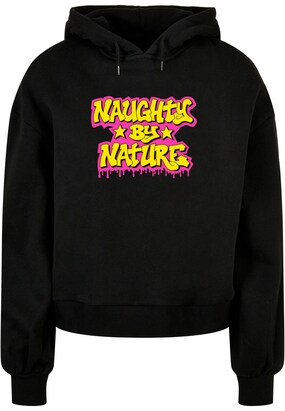 Merchcode Sweatshirt ‘Naughty By Nature – Neon Drop’ Geel / Neonroze / Zwart