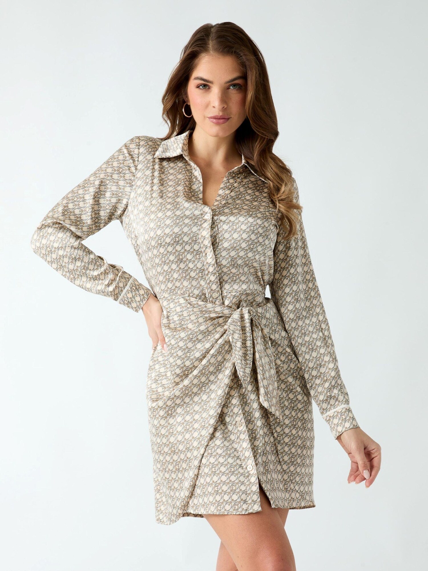 GUESS Vestido camisero 'ALYA' camelo / arena / blanco – imagen 4