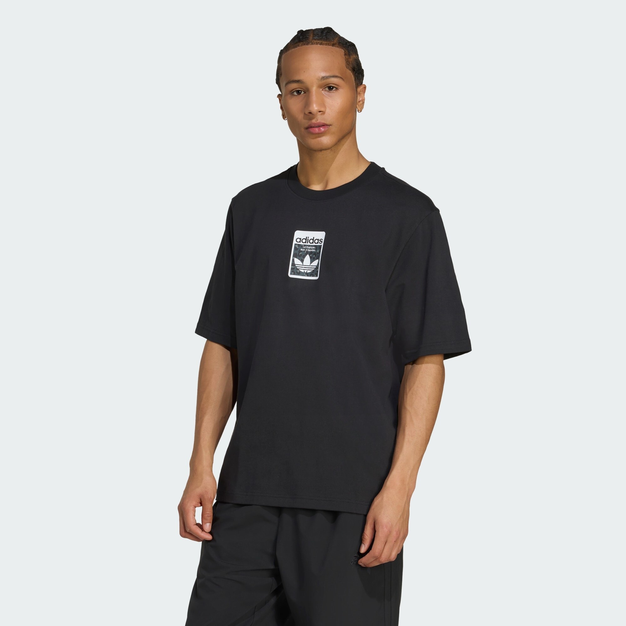 ADIDAS ORIGINALS Póló 'Leo'  antracit / fekete / piszkosfehér termék 2. képe