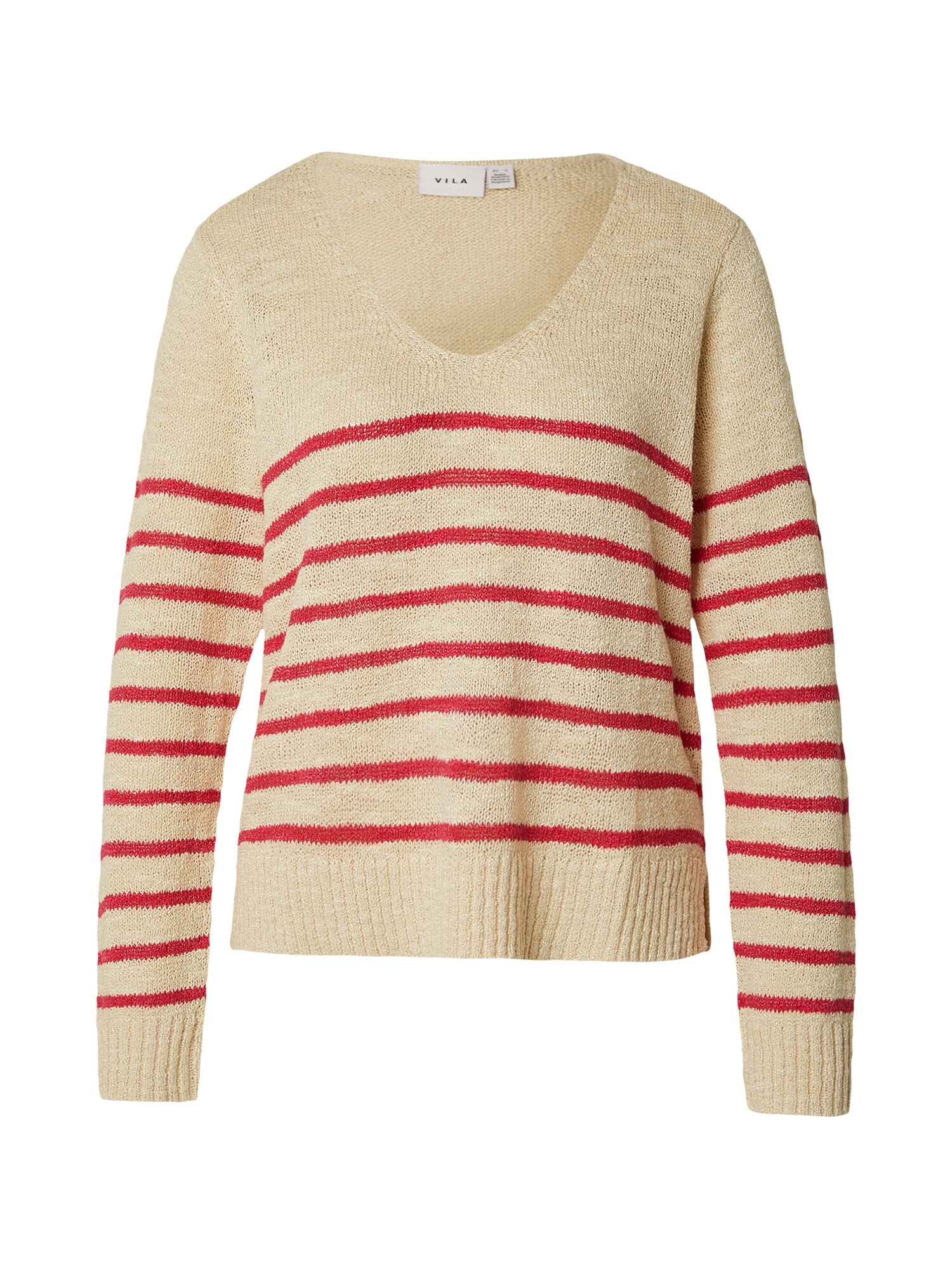 VILA Pulover VIPOCA  nisipiu / roșu