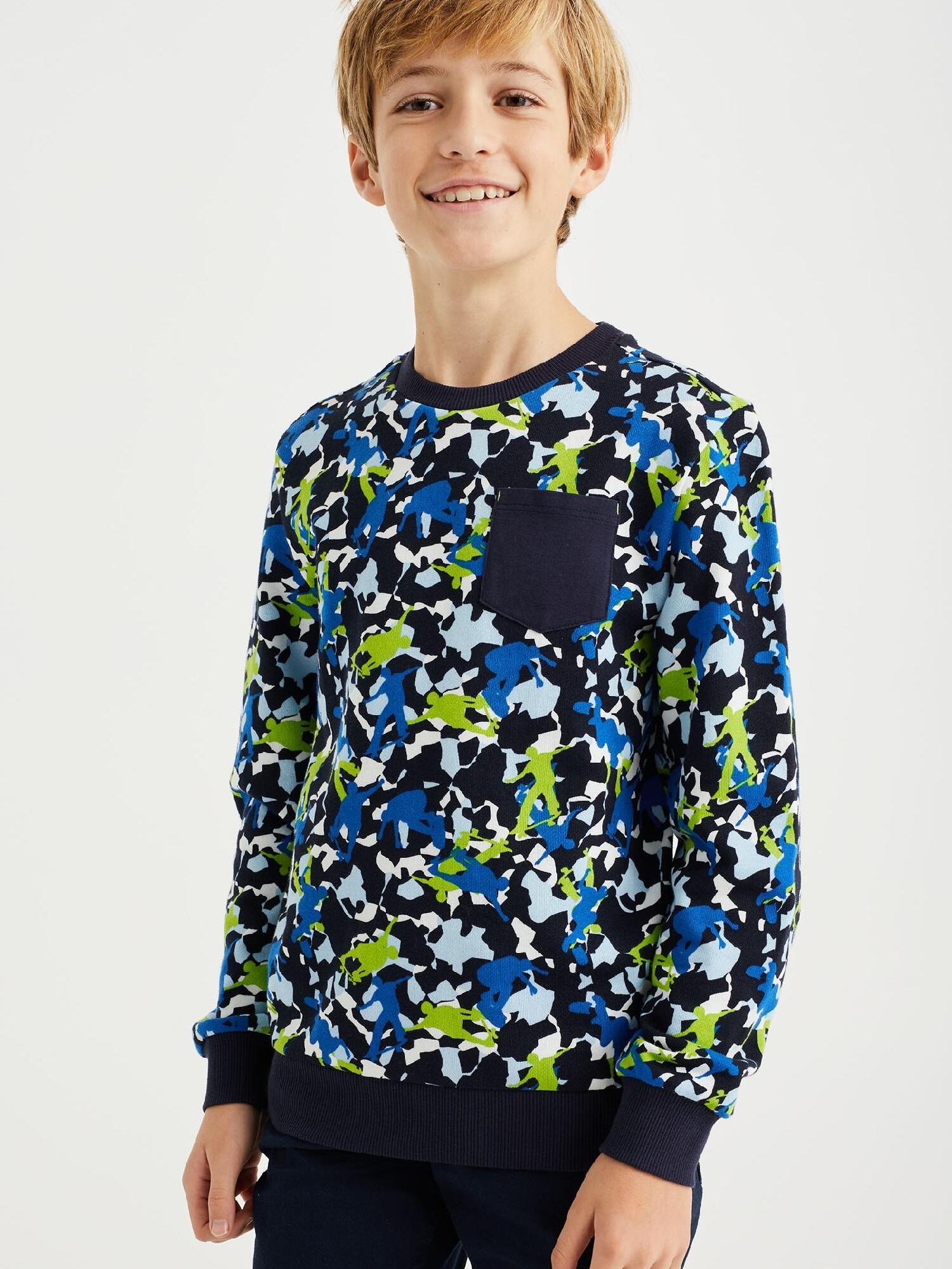 WE Fashion Tréning póló  égkék / sötétkék / világoszöld / fehér termék 2. képe