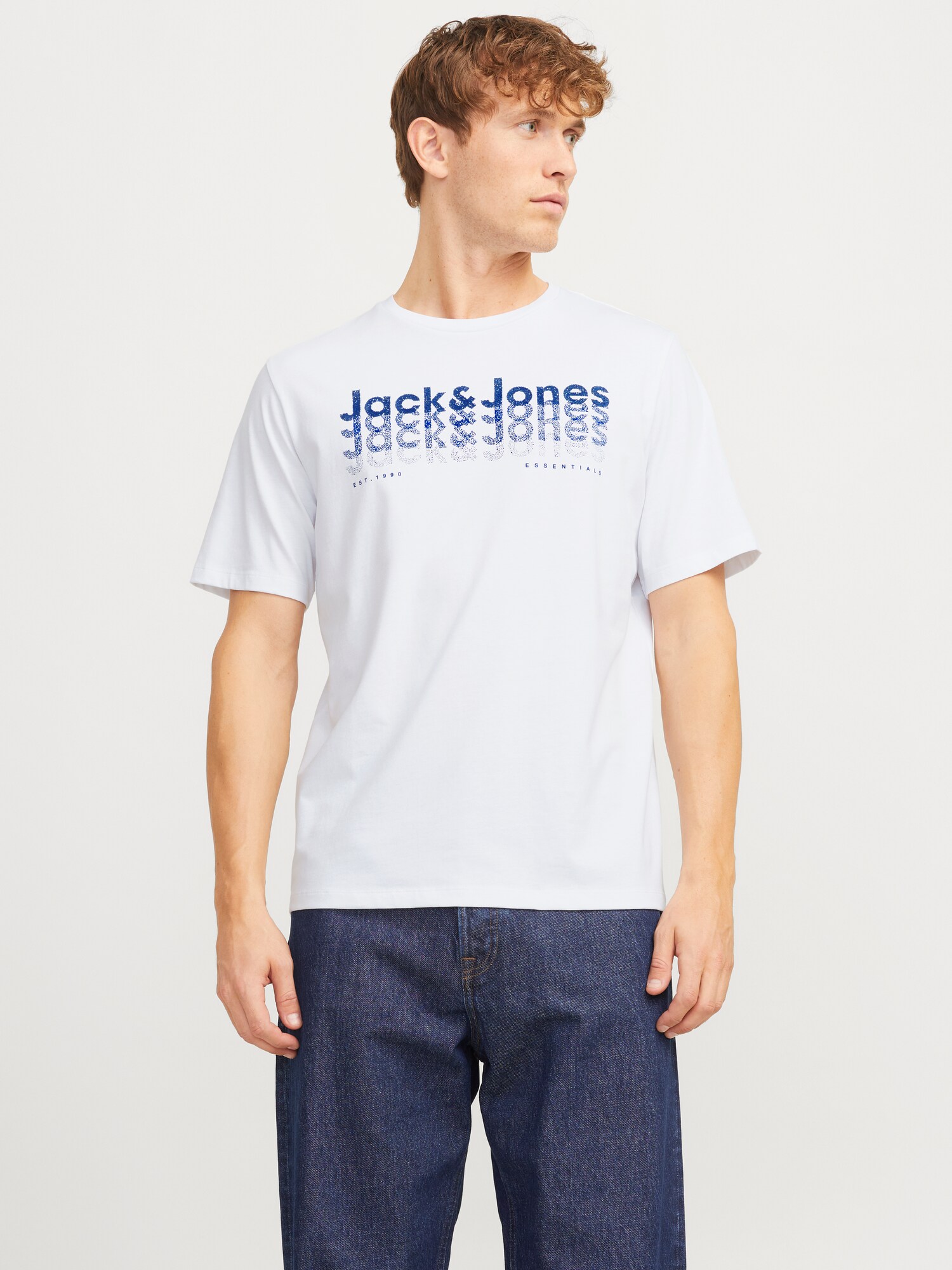 JACK & JONES Póló 'JJTEX'  kék / sötétkék / fehér termék 2. képe