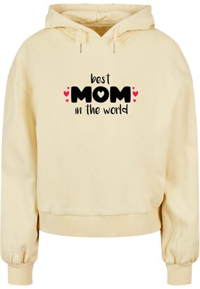 Merchcode Sweatshirt ‘Mothers Day – Best Mom In The World ‘ Lichtgeel / Rood / Zwart