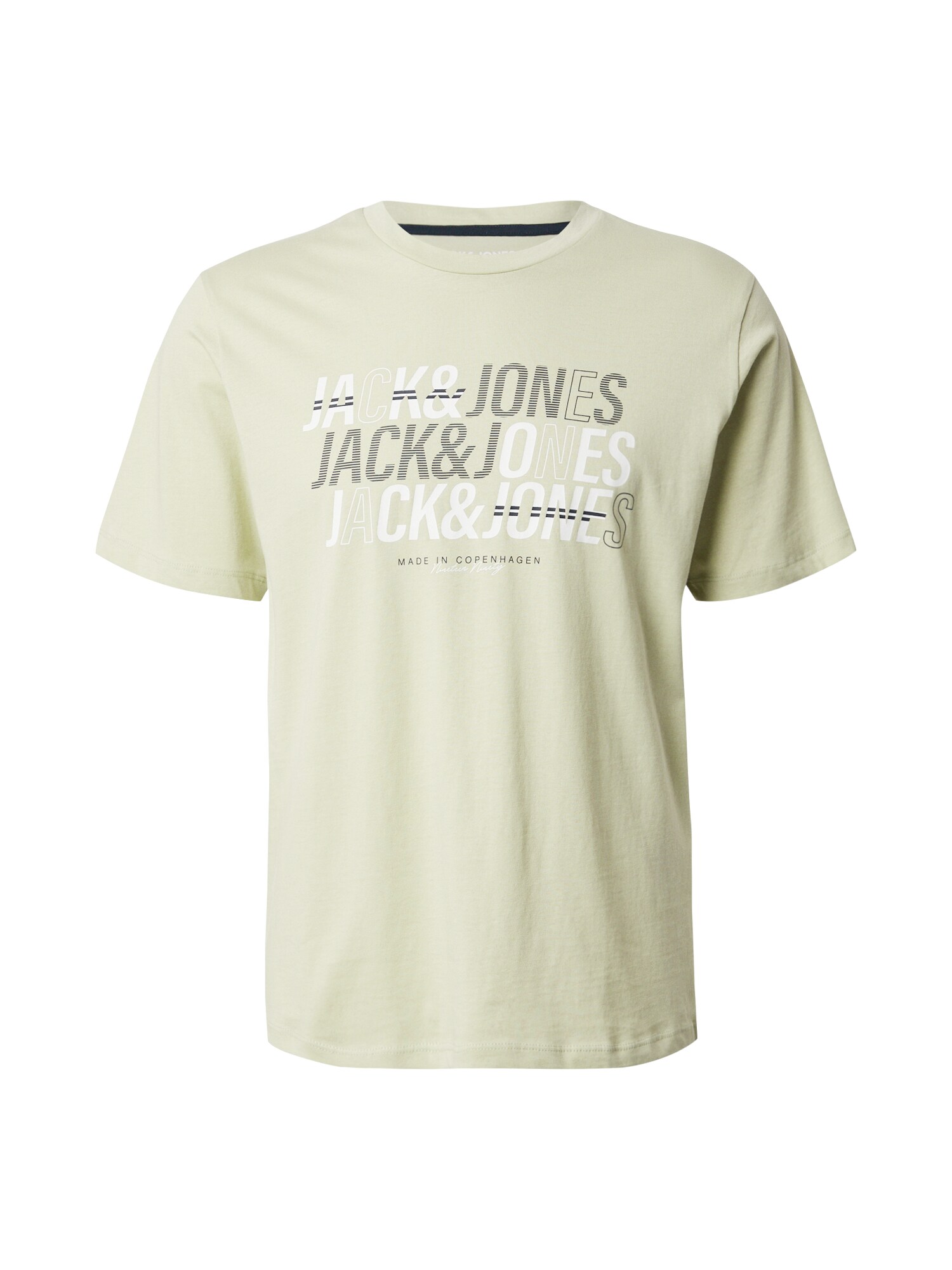 JACK & JONES Póló 'JJNEWDELVIN'  pasztellzöld / fekete / fehér akciós termékkép 1