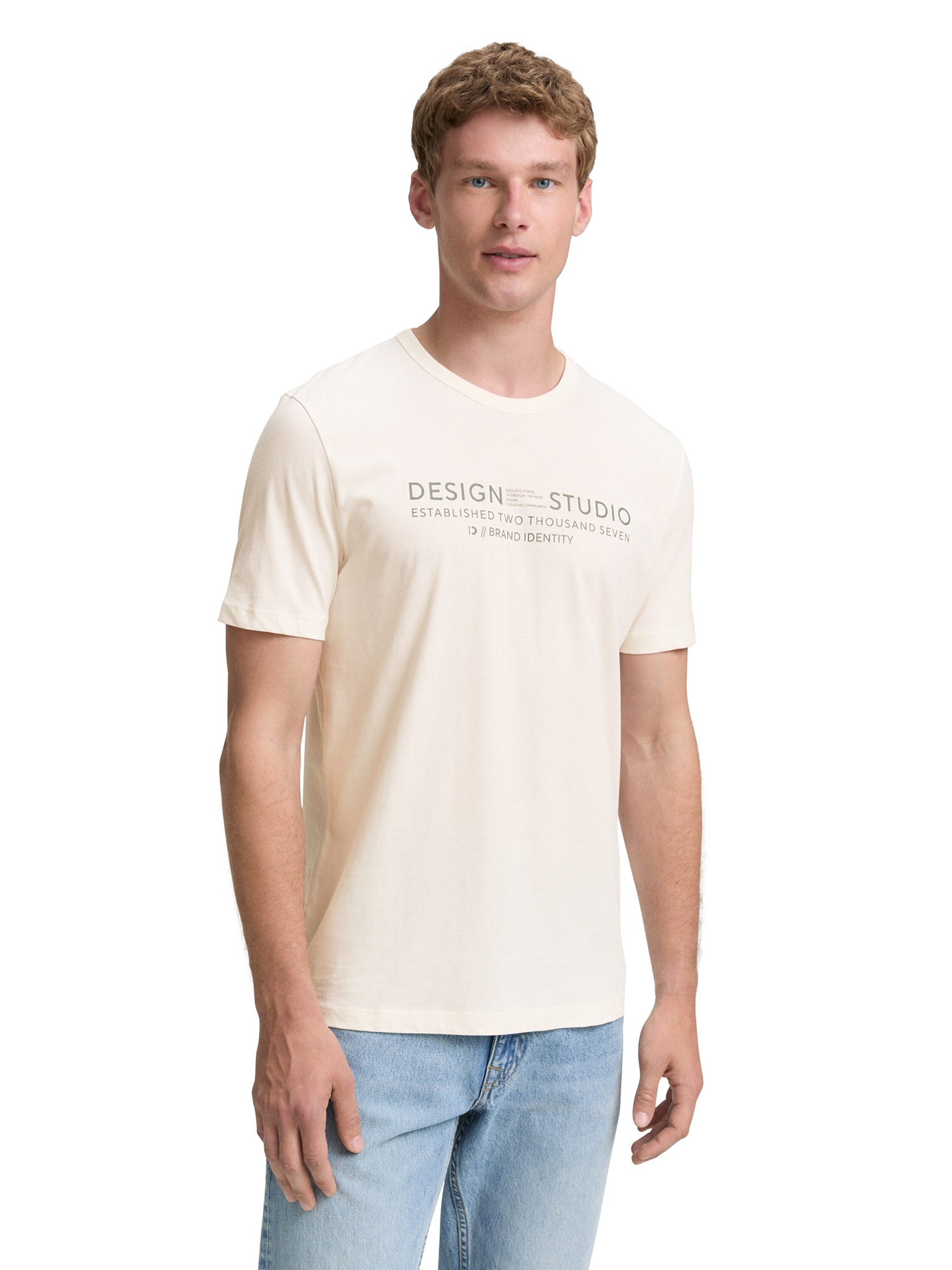 TOM TAILOR DENIM Póló  pasztellzöld / gyapjúfehér termék 2. képe