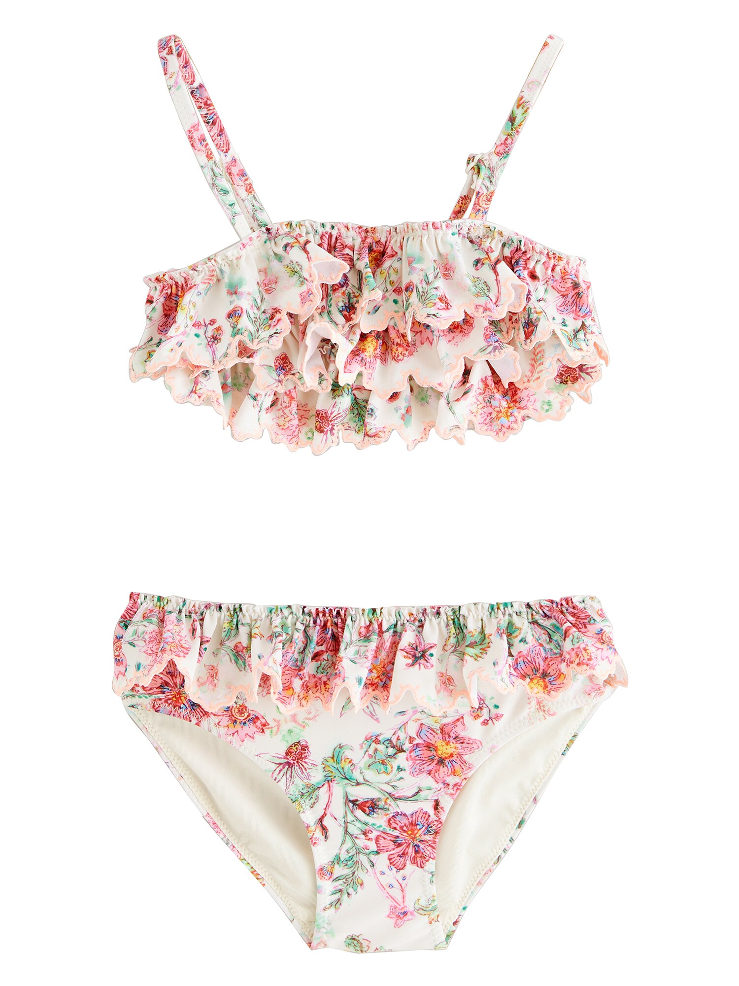 Next Costum de baie două piese  bej / verde / roz / roșu cireș