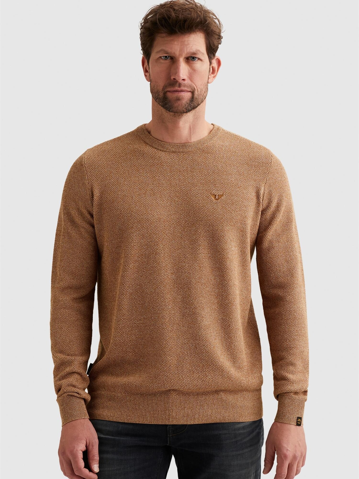 Pme Legend Trui 'Pullover In Cotton/modal With Ribbed Collar' Oranje