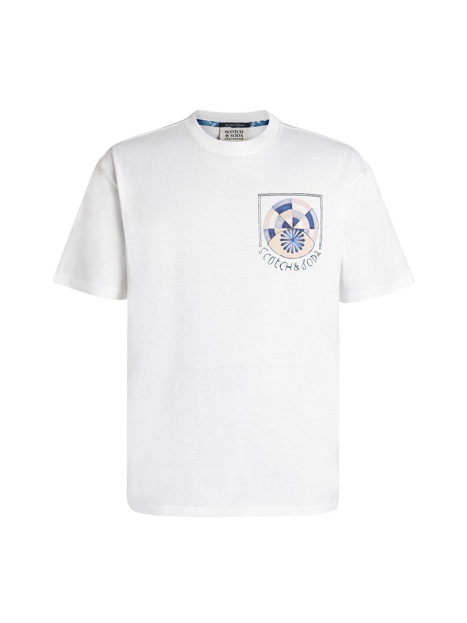 T-shirt ecru / marinblå / ljusblå