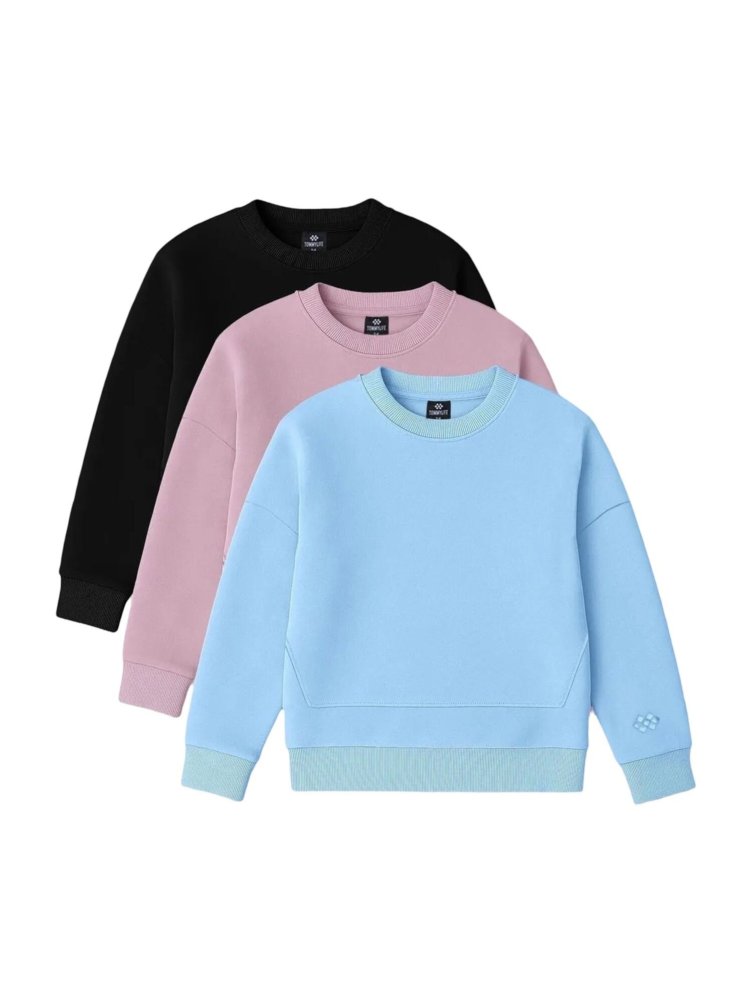Tommy Life Sweater majica 'TOMMY 2er-Pack Sweatshirts mit Rippstrick und Rundhalsausschnitt' miks boja