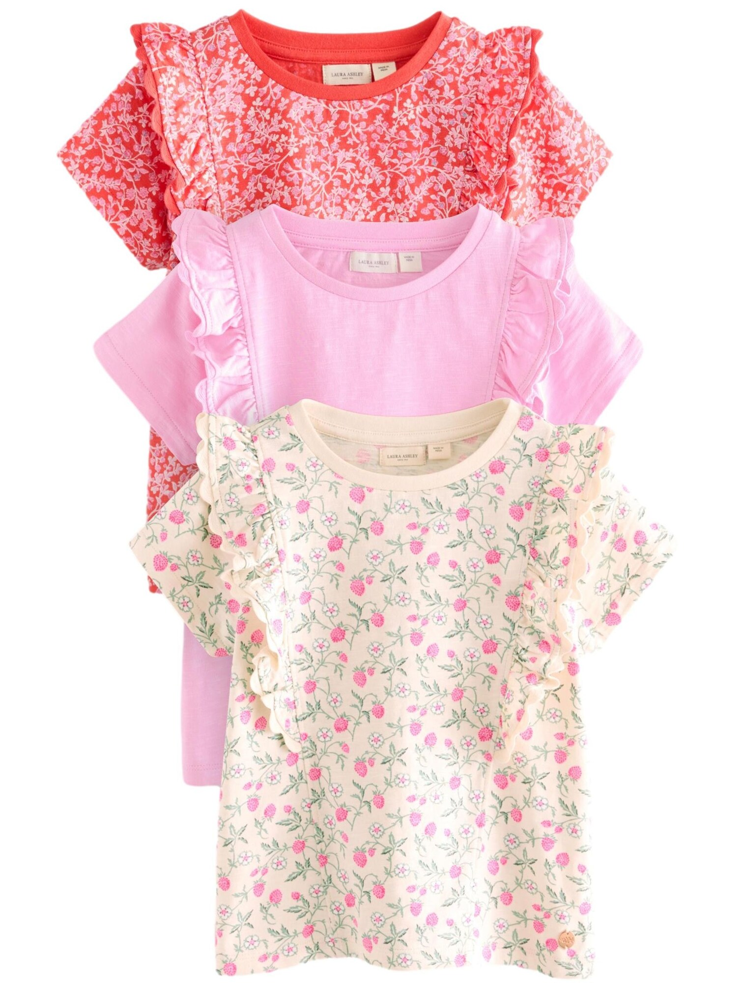 LAURA ASHLEY Tricou  bej / roz / roșu / alb