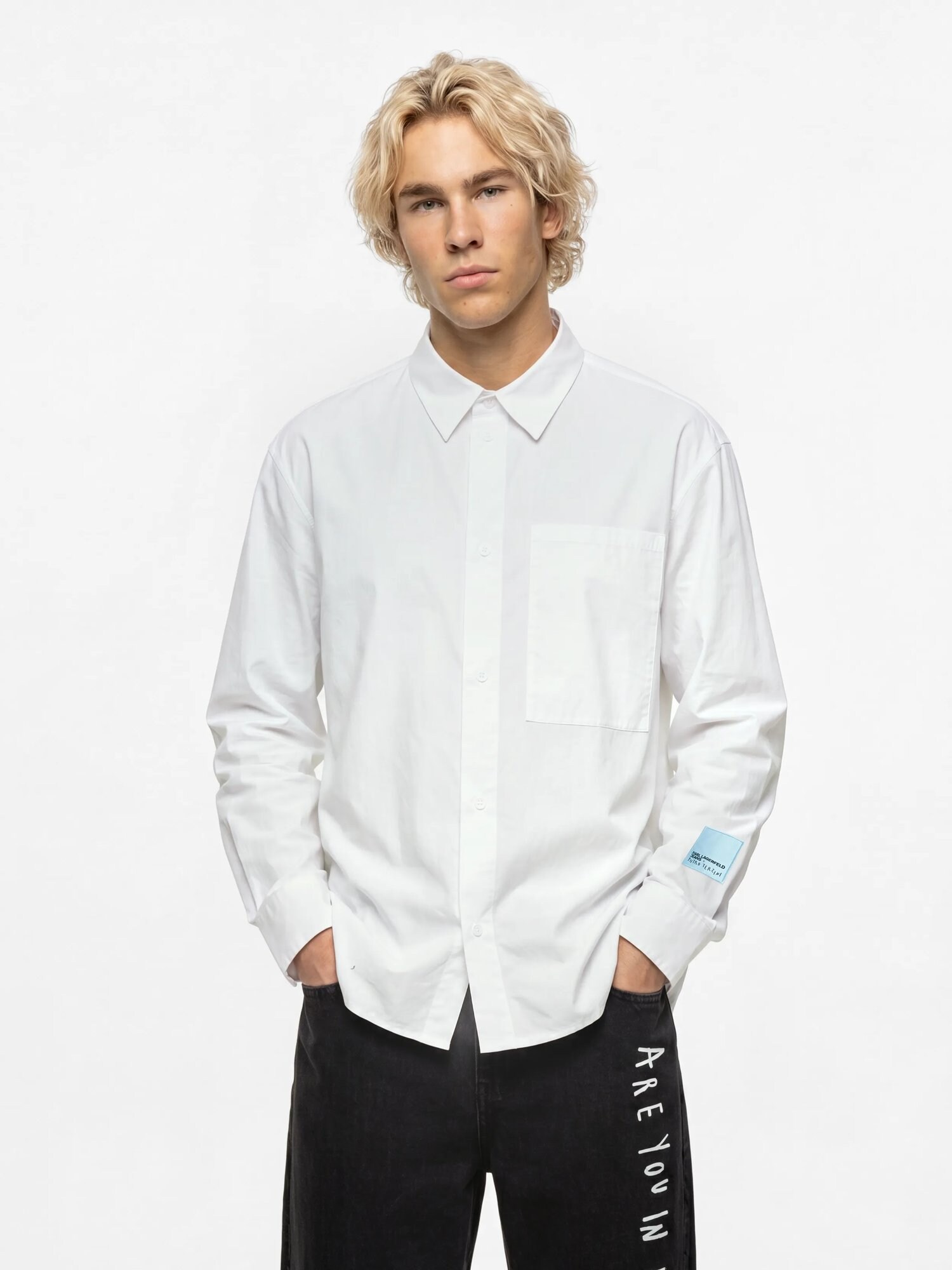 KARL LAGERFELD JEANS Camisa 'KLJ X Pietro Terzini'  negro / blanco – imagen 4