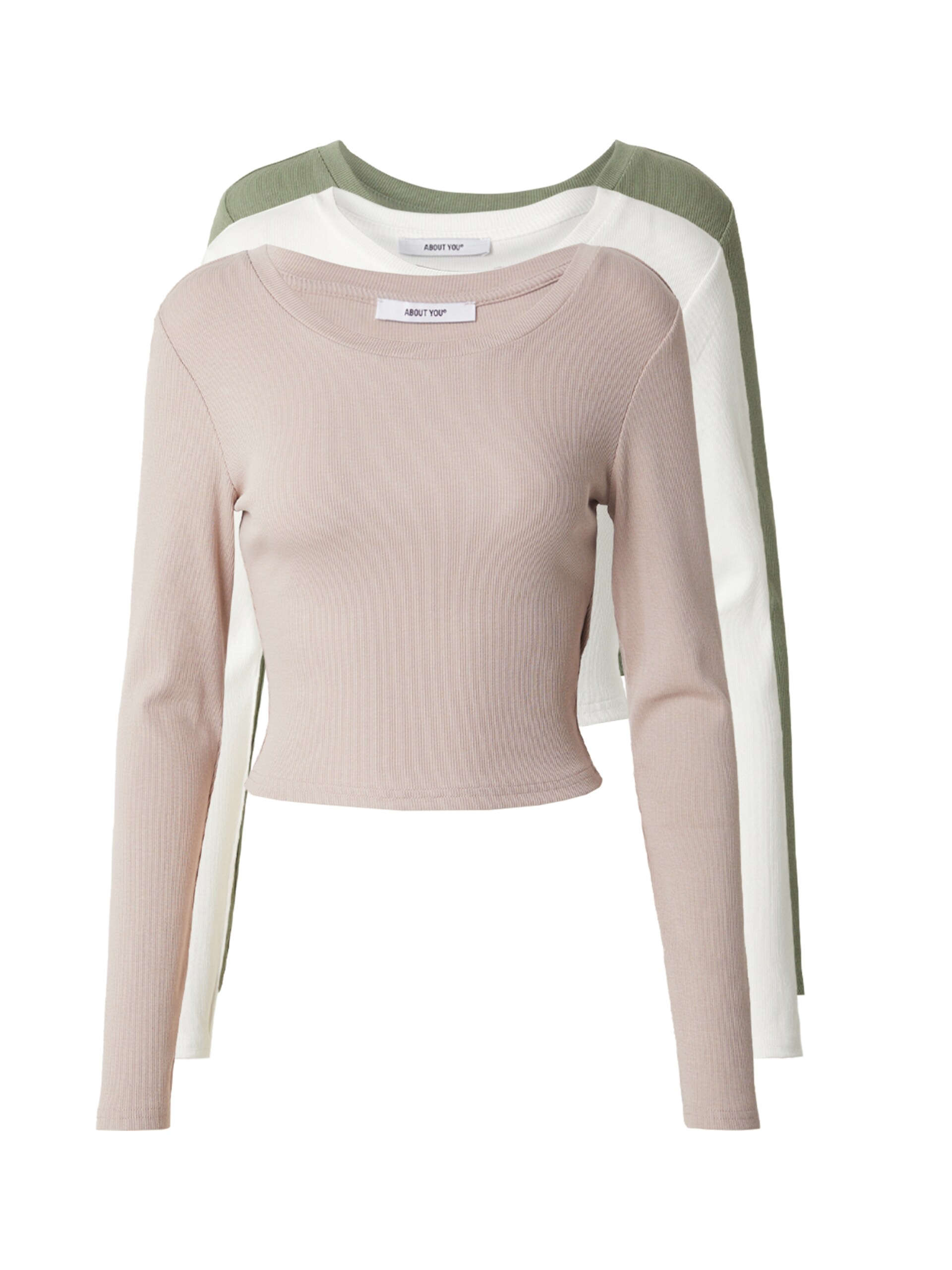 ABOUT YOU T-shirt 'Loretta' beige / grön dam
