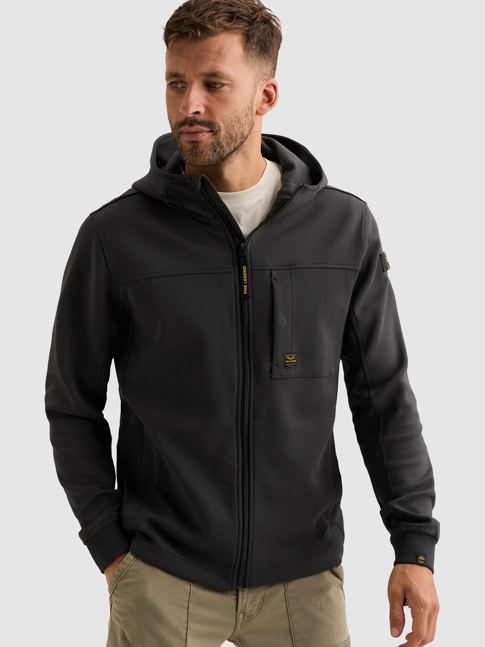 PME Legend Övergångsjacka 'Sweat cardigan with hood and zipper closure' herr