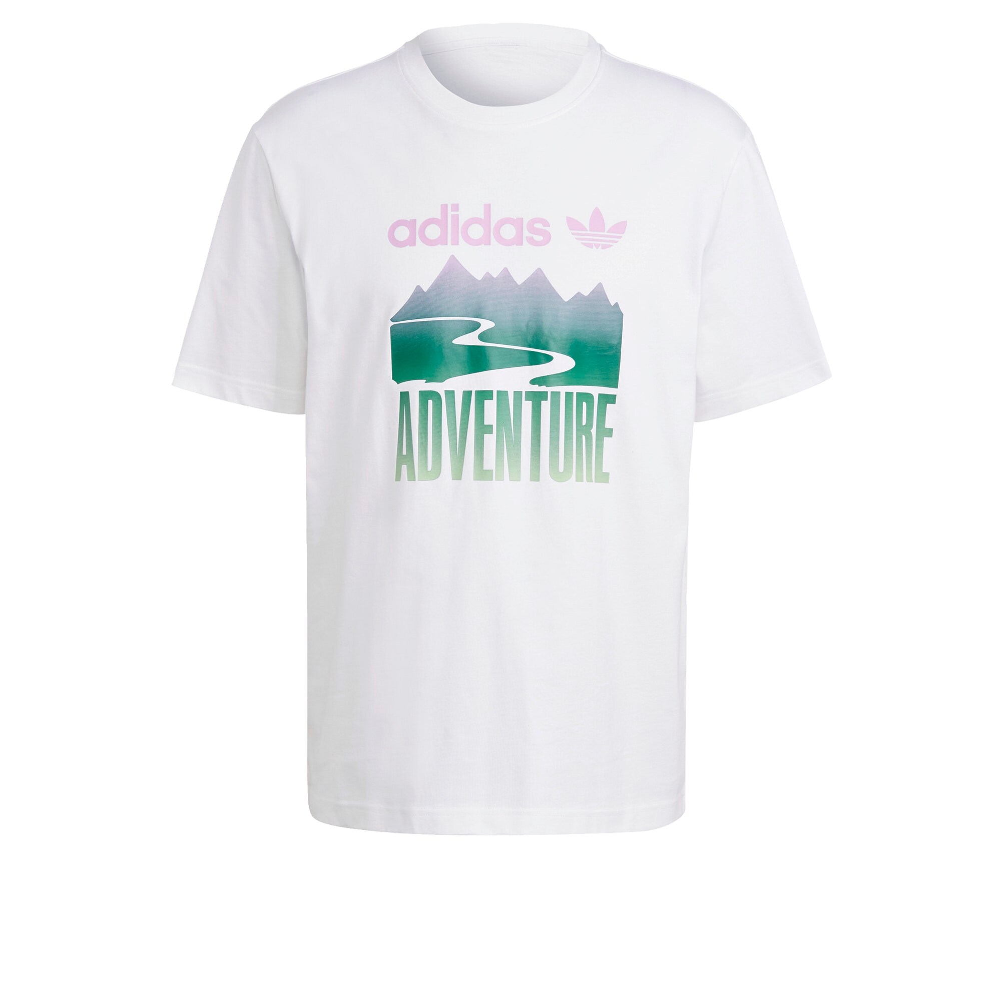 ADIDAS ORIGINALS Marškinėliai 'Adventure Mountain'  balta / žalia / purpurinė