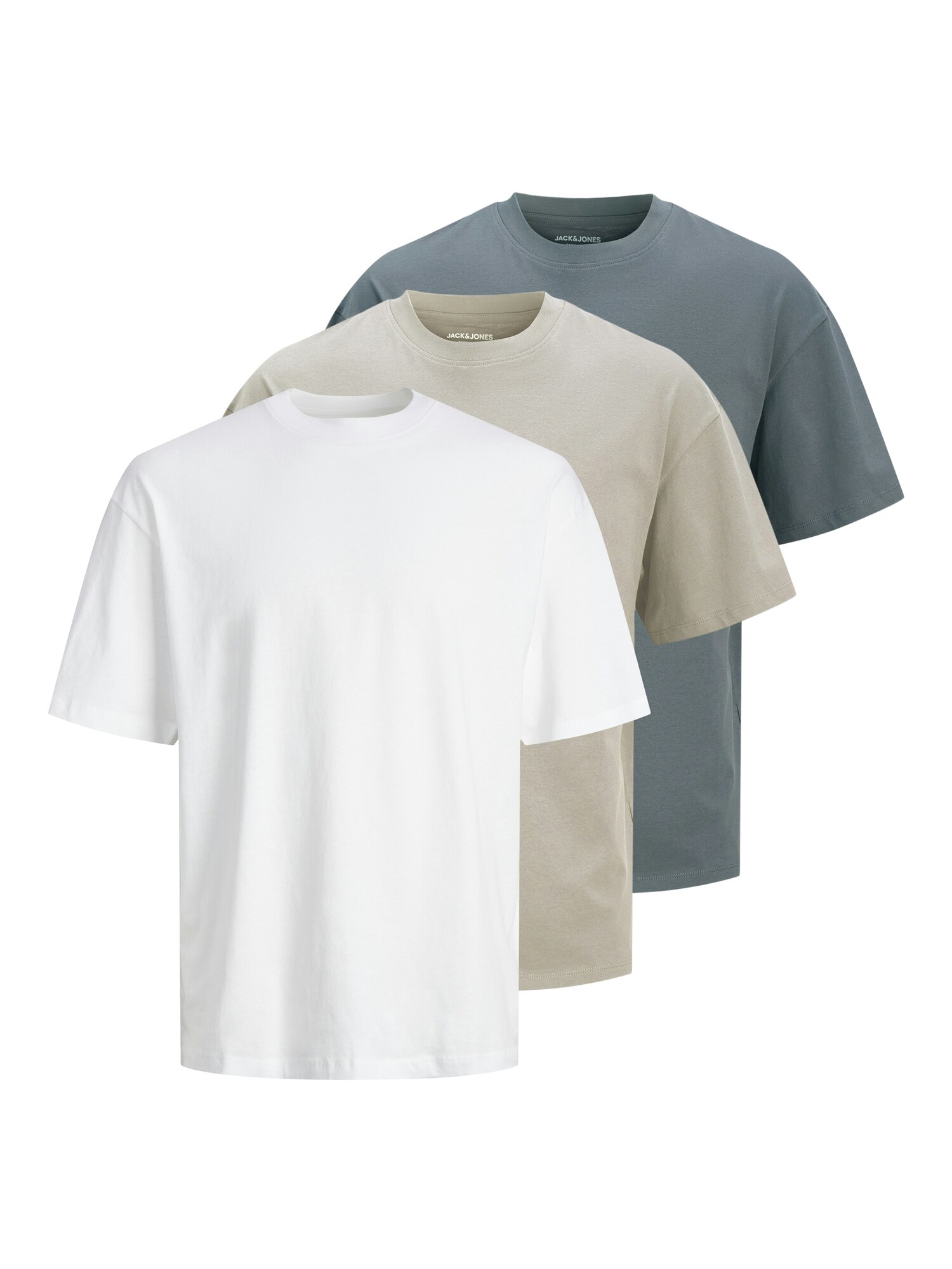JACK & JONES Tričko 'JJHugo'  béžová / čadičová / biela