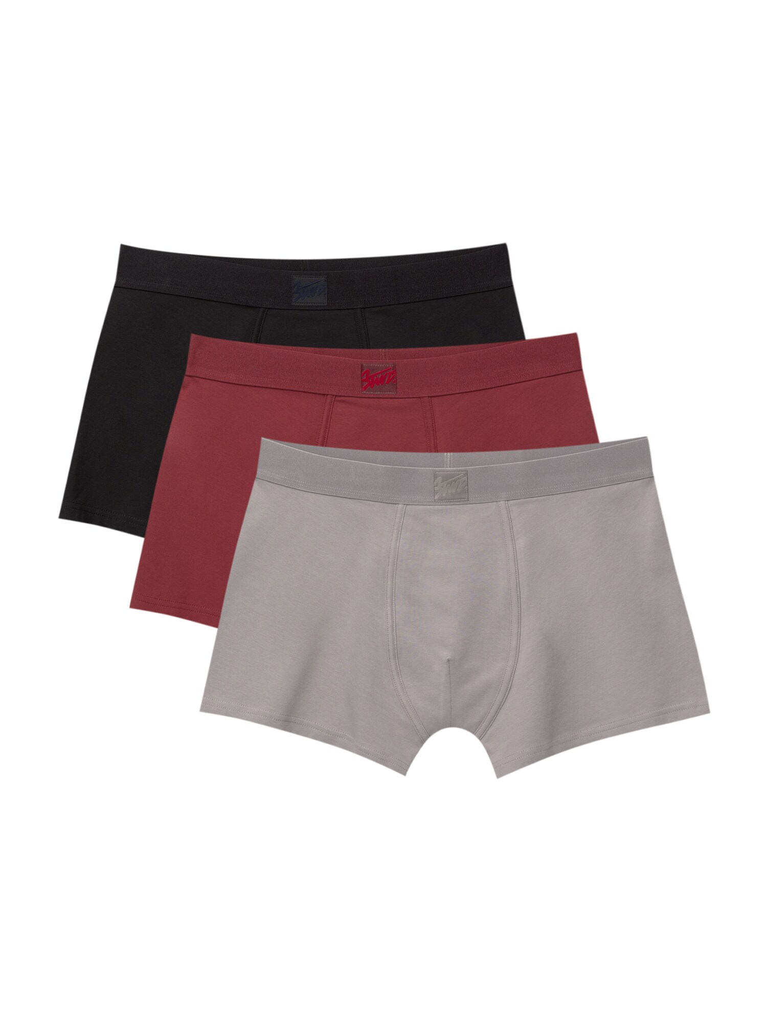 Pull&Bear Boxeri  gri / roșu carmin / negru