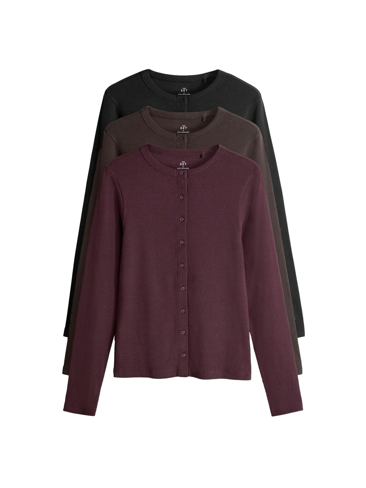 The Set Tricou  maro închis / roșu bordeaux / negru