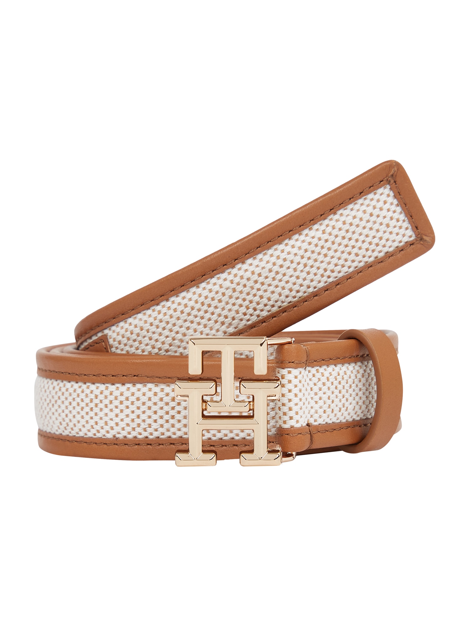 TOMMY HILFIGER Curea  maro / alb