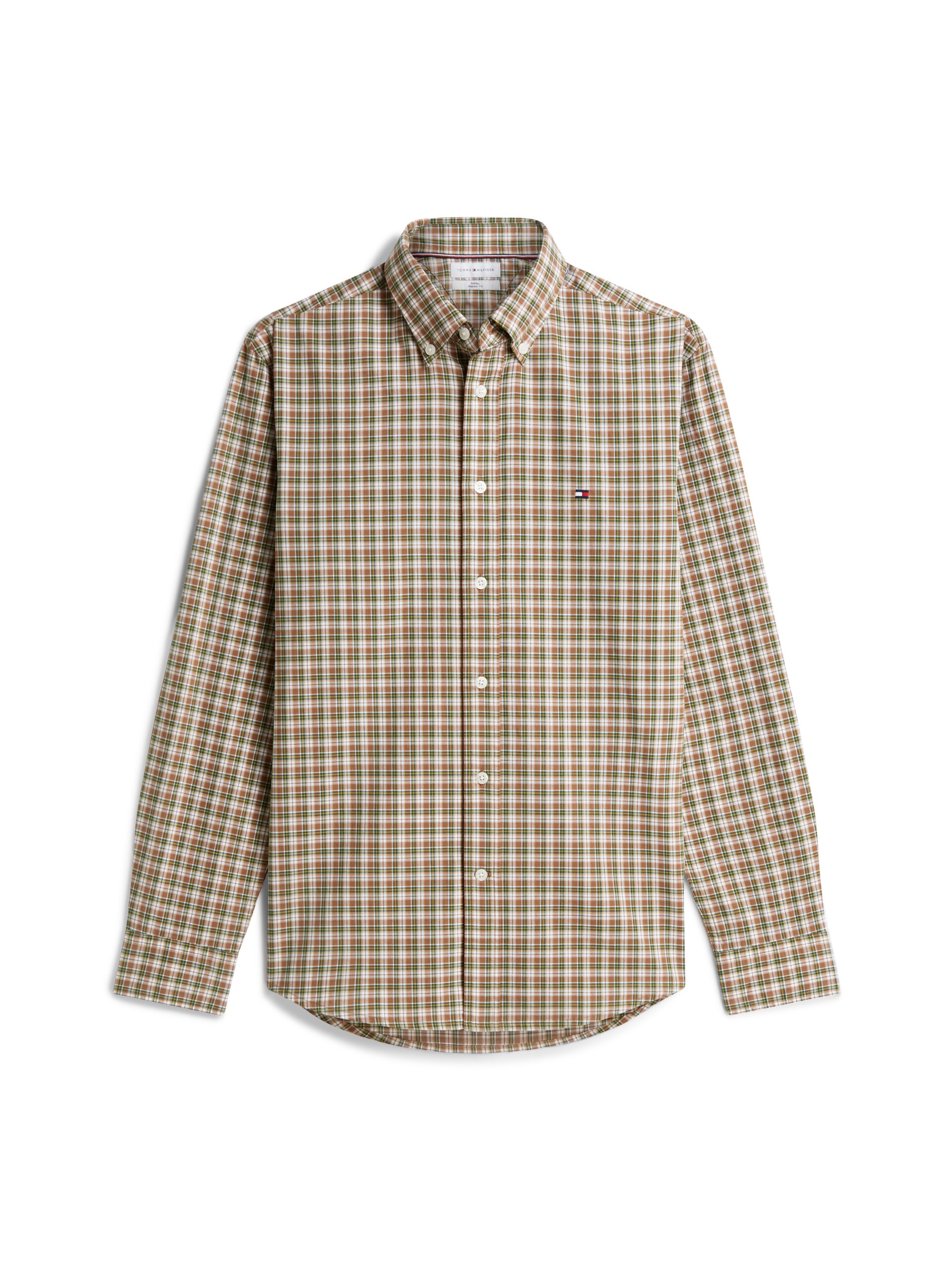 TOMMY HILFIGER Skjorta 'Flex' camel / gul / grön herr