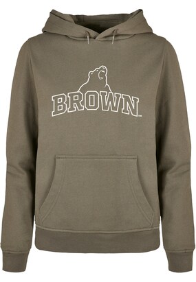 Merchcode Sweatshirt ‘Brown University – Bear’ Olijfgroen / Wit