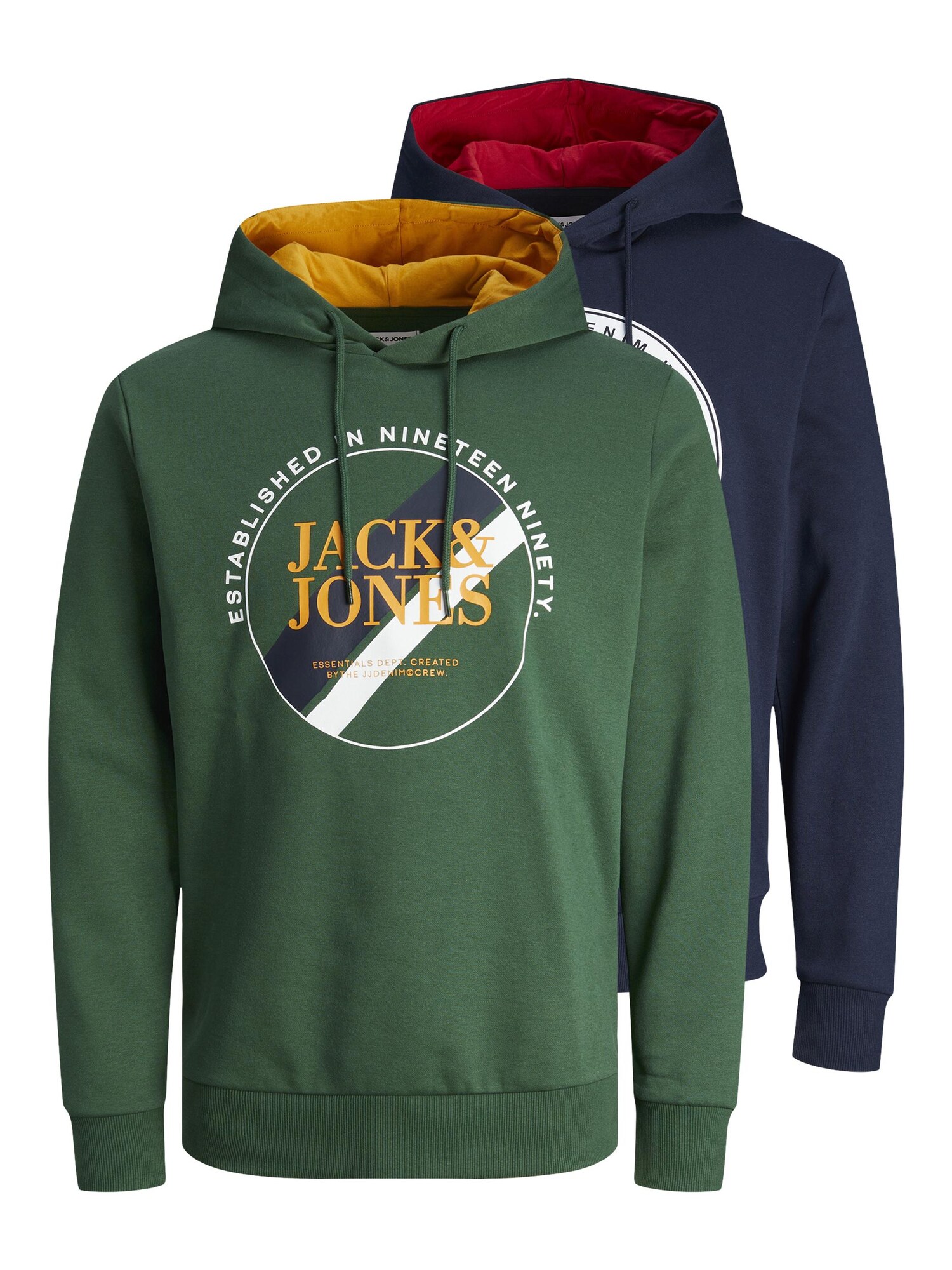 JACK & JONES Mikina 'JJLoof' námornícka modrá / karí / zelená / karmínovo červená