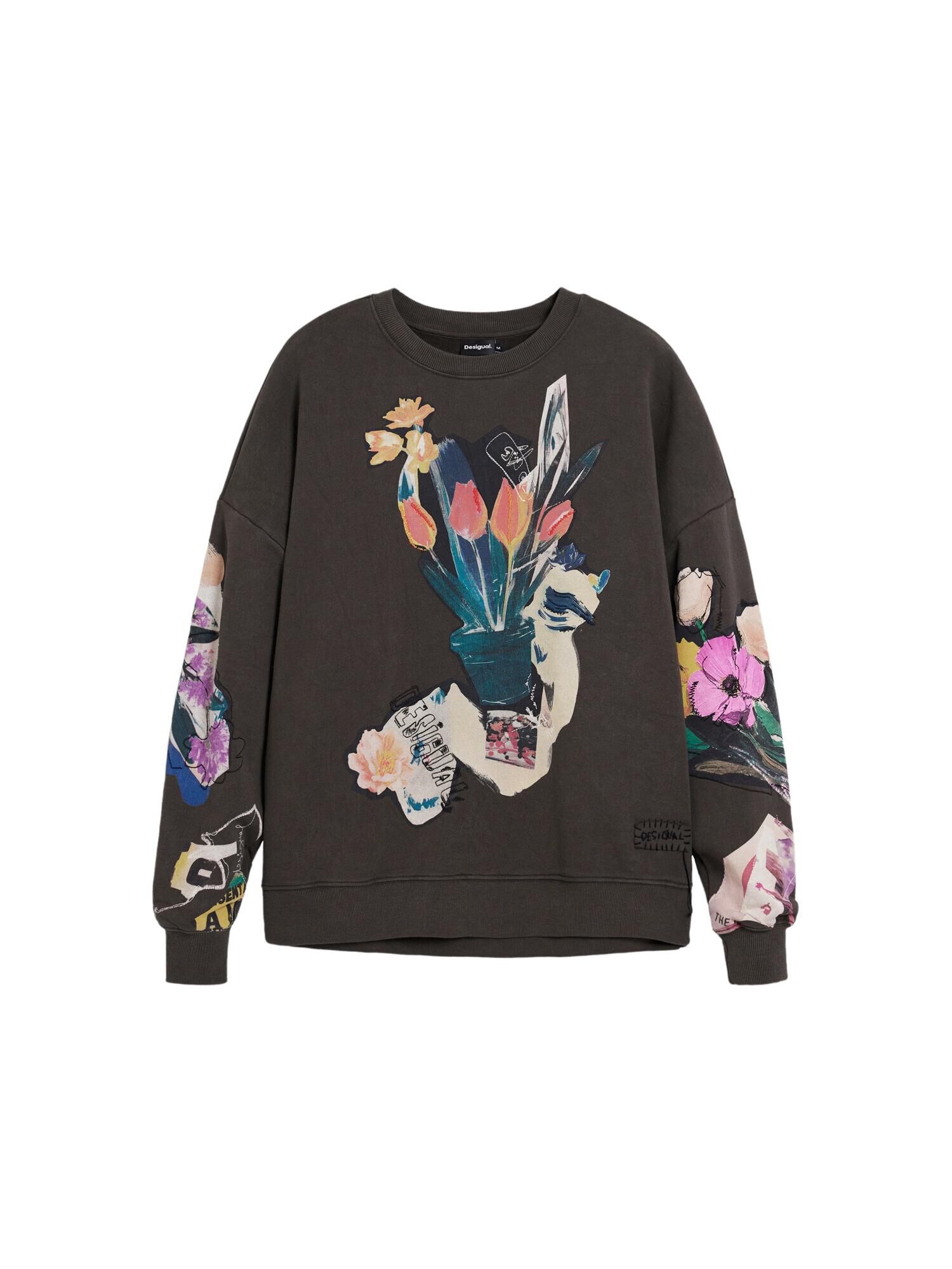 Desigual Bluză de molton  verde închis / portocaliu / roșu / negru