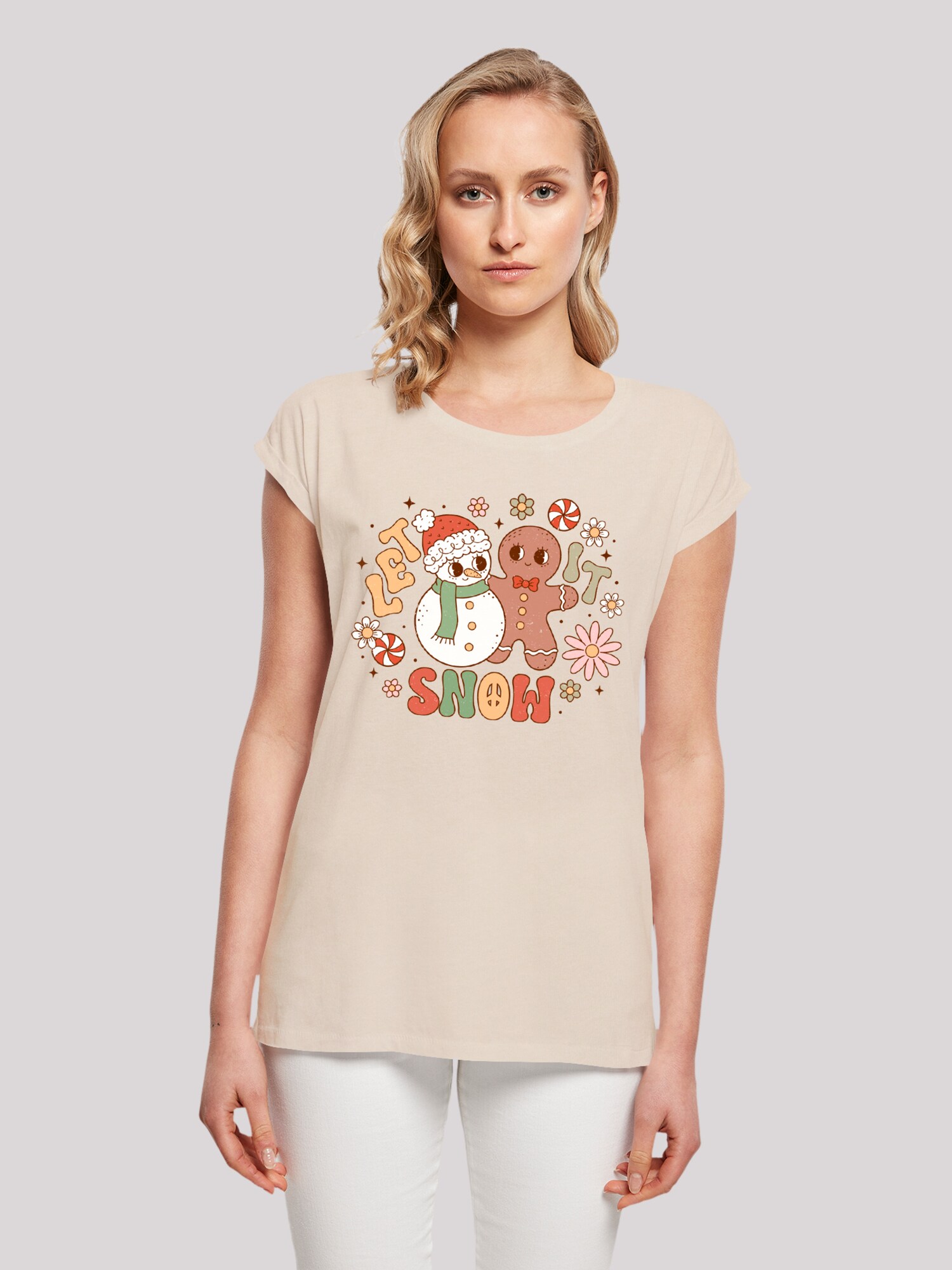 Thumbnail - F4NT4STIC T-Shirt Let It Snow Groovy Christmas Gingerbread