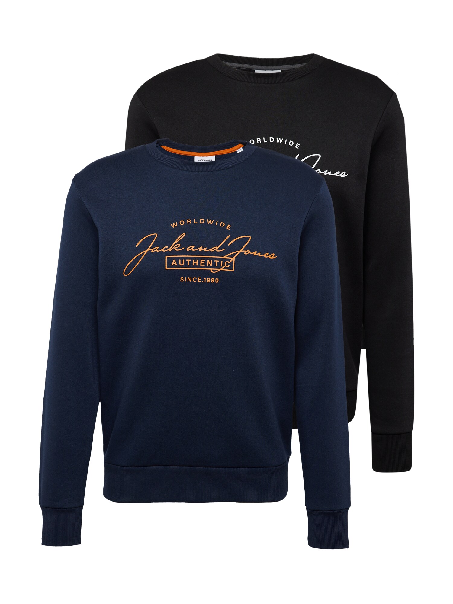 JACK & JONES Mikina 'JJFerris'  námornícka modrá / oranžová / čierna / biela