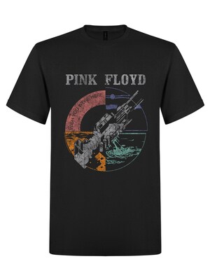 Pink Floyd Camiseta 'Pink Floyd - Pink Floyd - Wish you were Distressed t-shirt'  negro