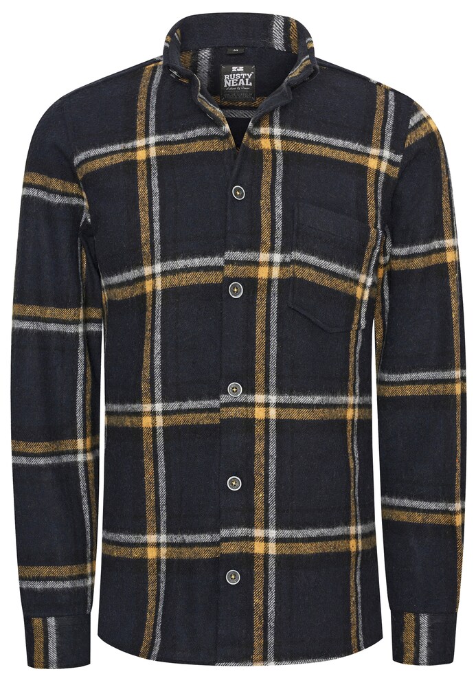 Rusty Neal Hemd Herren Größe XXL senf / black denim / weiß