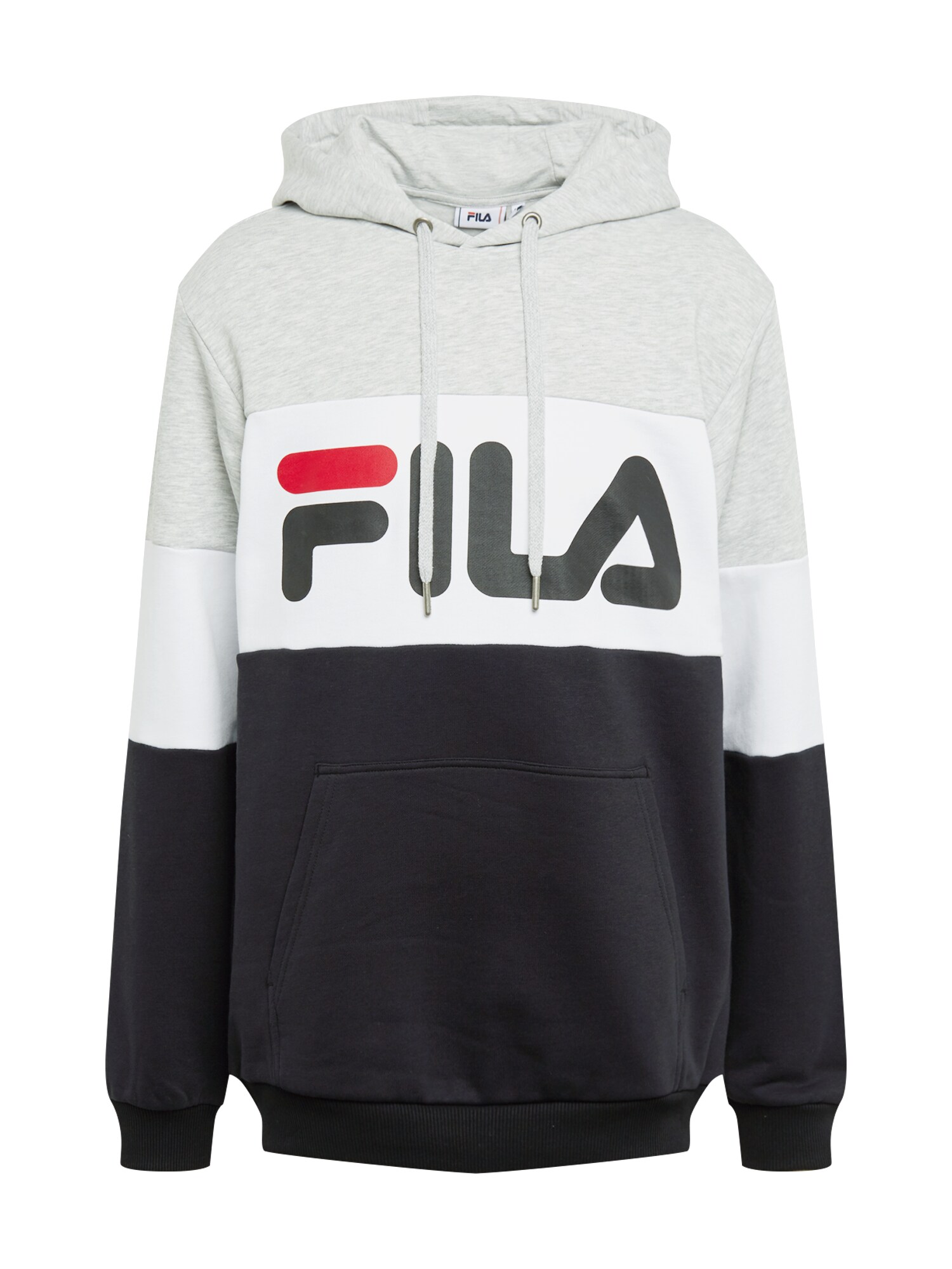 FILA Megztinis be užsegimo 'Night Blocked'  balta / juoda / šviesiai pilka / raudona