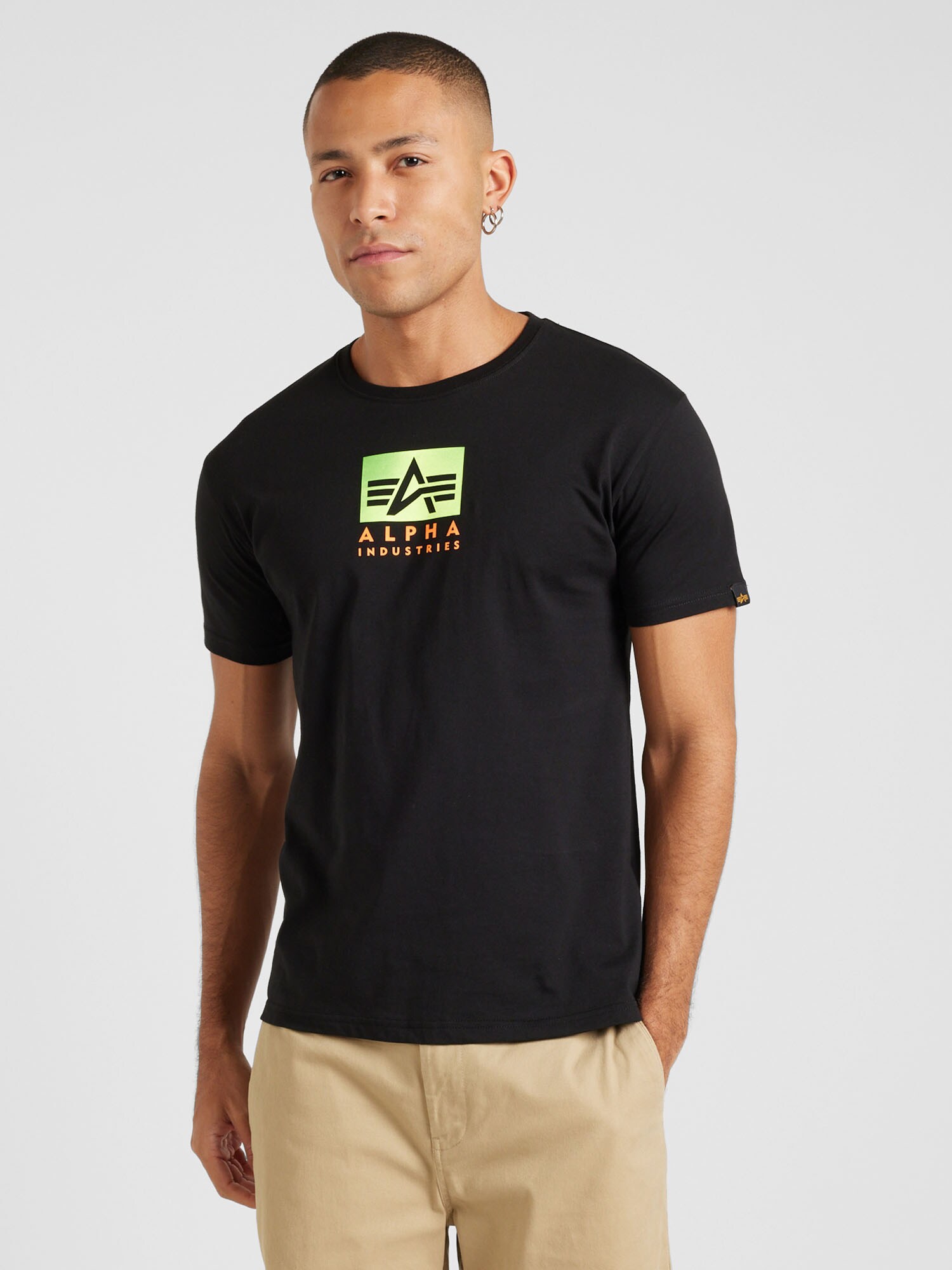 ALPHA INDUSTRIES Póló  citromzöld / narancs / fekete termék 2. képe