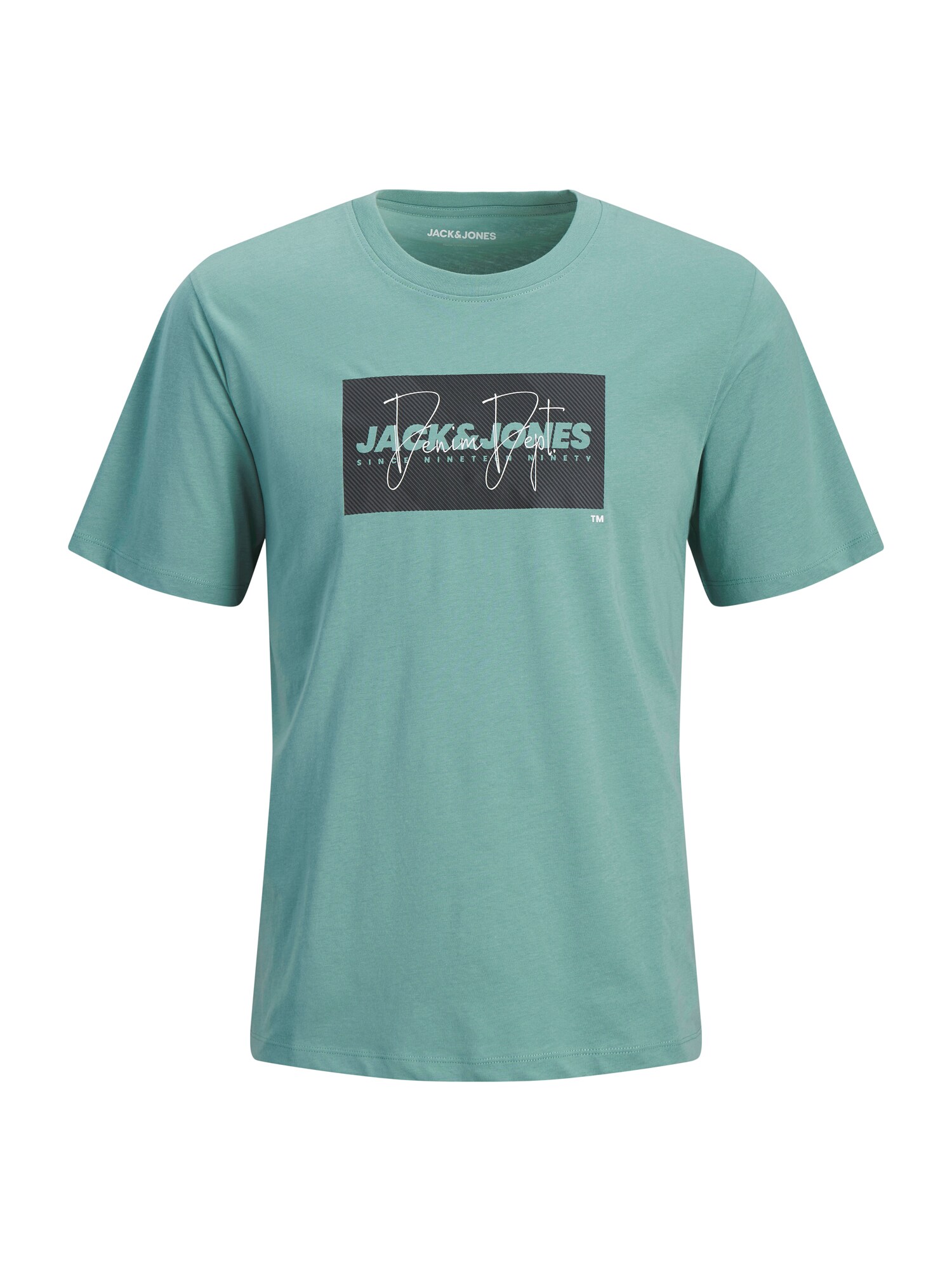 Jack & Jones Plus Tricou JJCole  verde jad / negru / alb