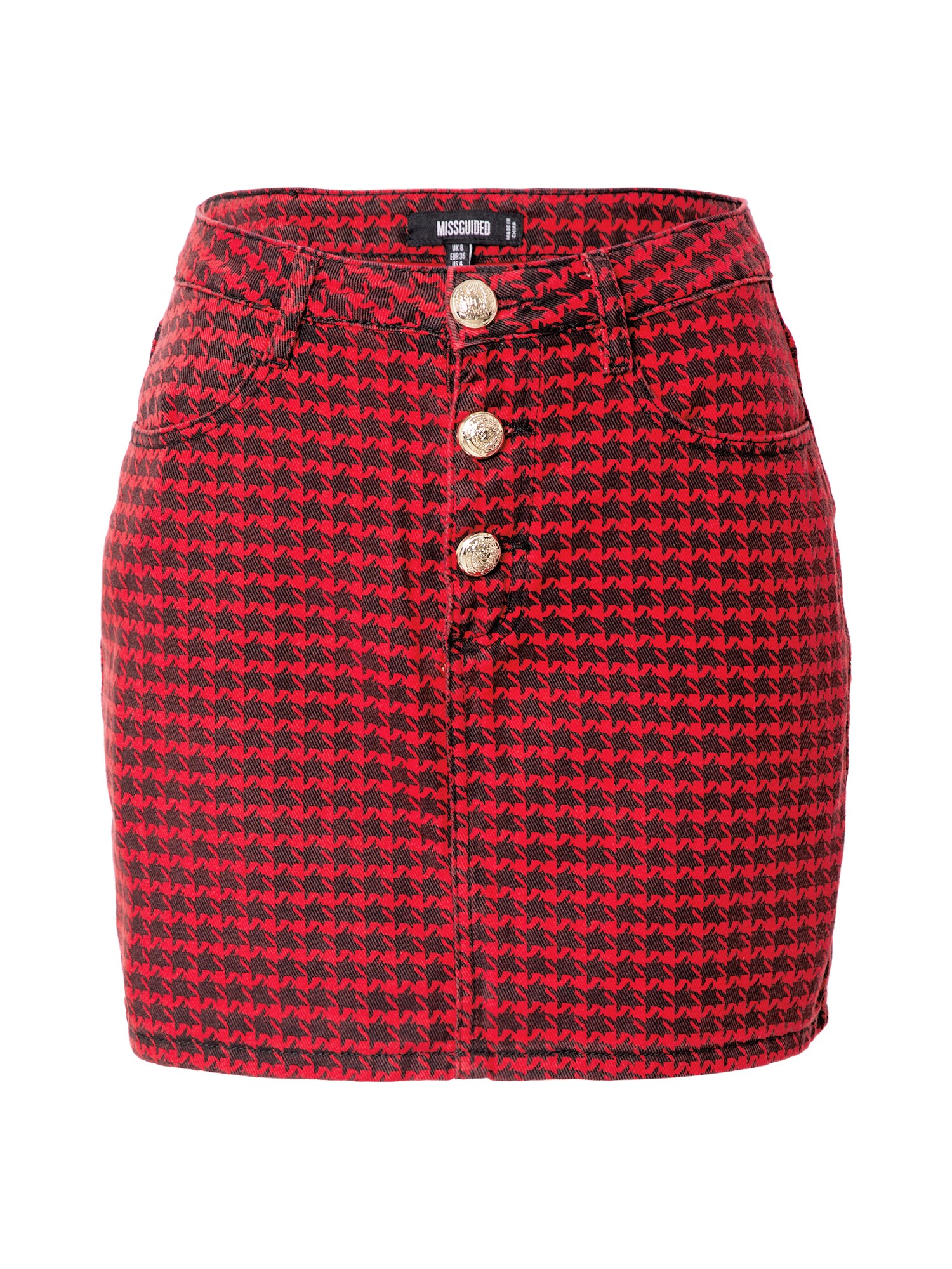 Missguided Sijonas 'Houndstooth'  raudona / juoda