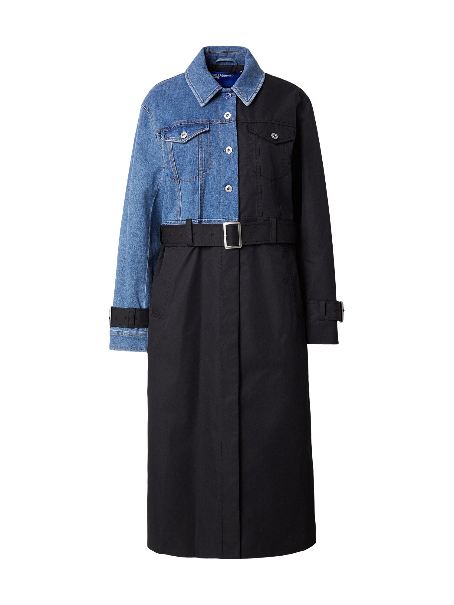 KARL LAGERFELD JEANS Palton de primăvară-toamnă  albastru denim / negru